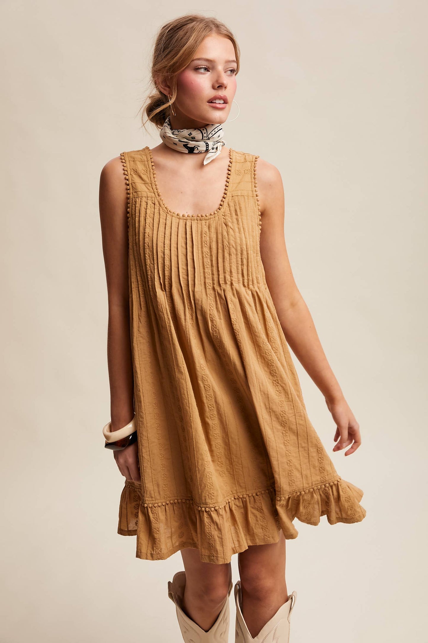 Textured Pintuck Mini Dress LD1599