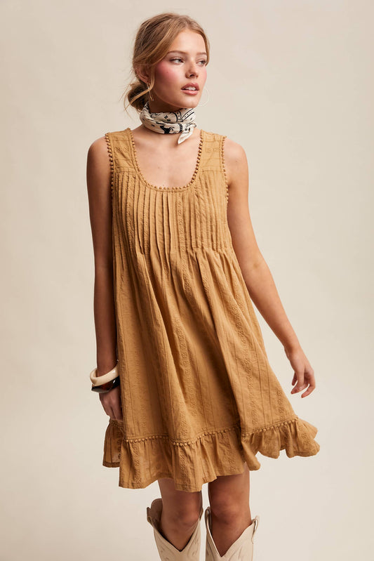 Textured Pintuck Mini Dress