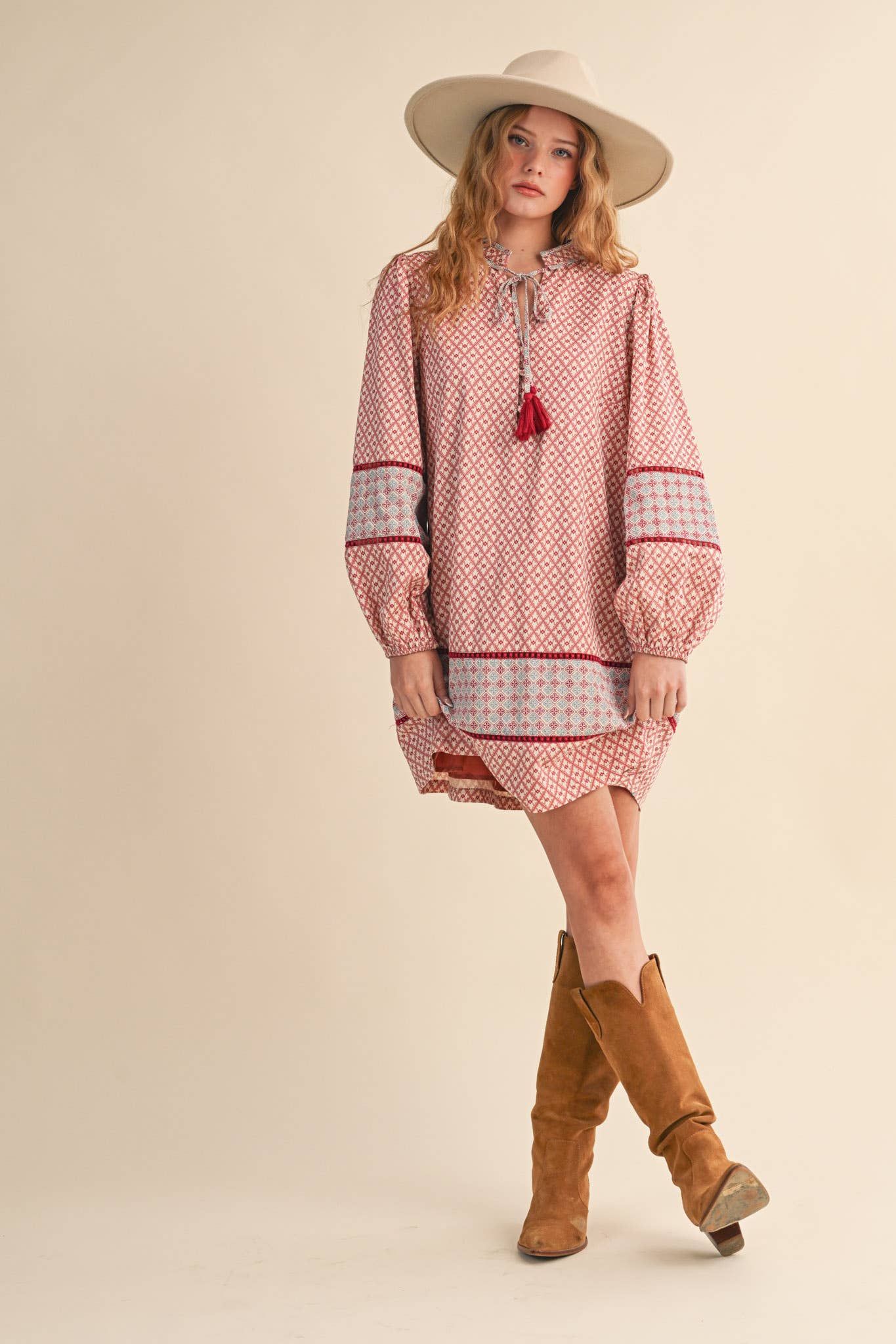 MIXED PRINT MINI SHIFT DRESS