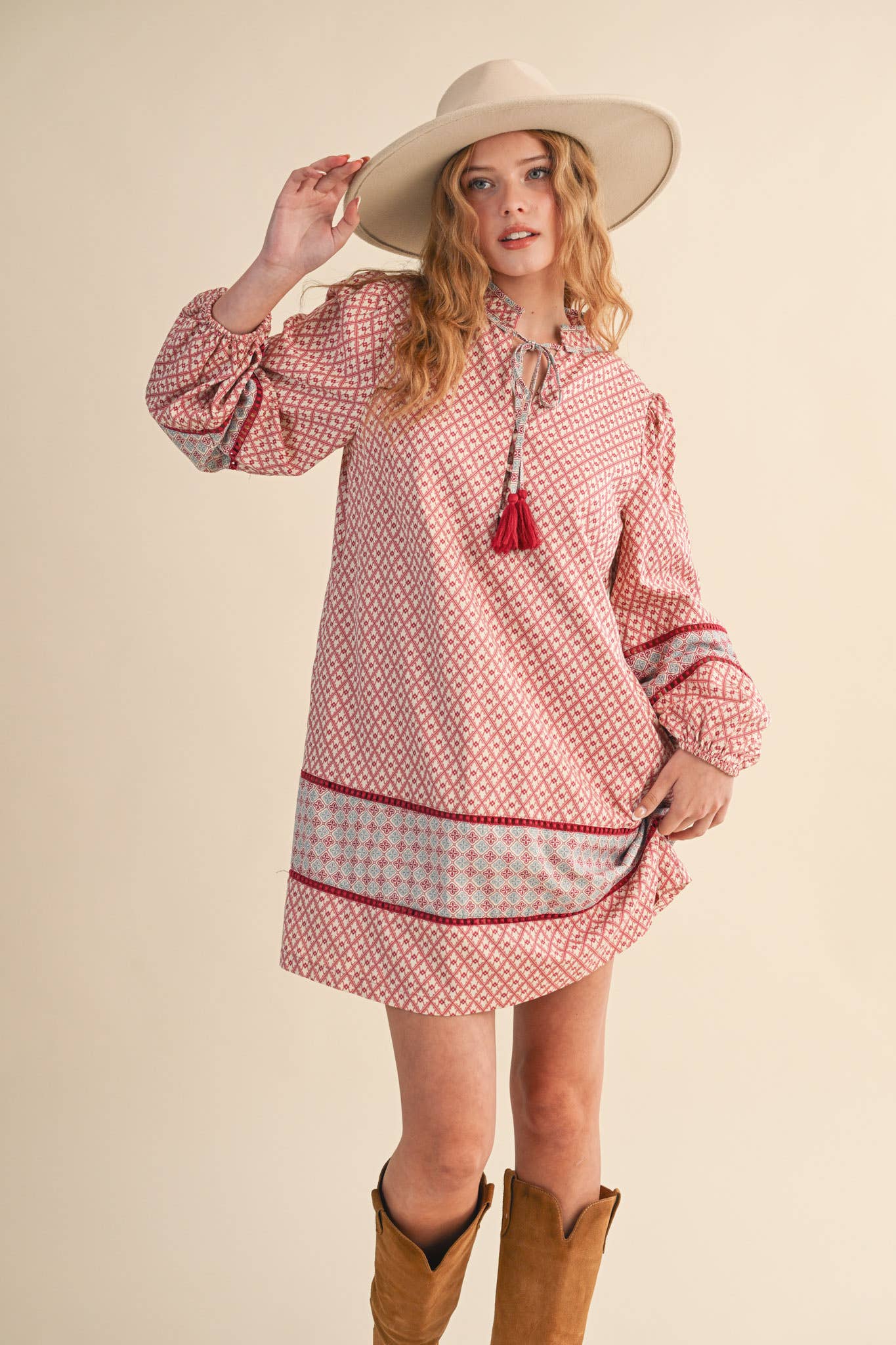 MIXED PRINT MINI SHIFT DRESS