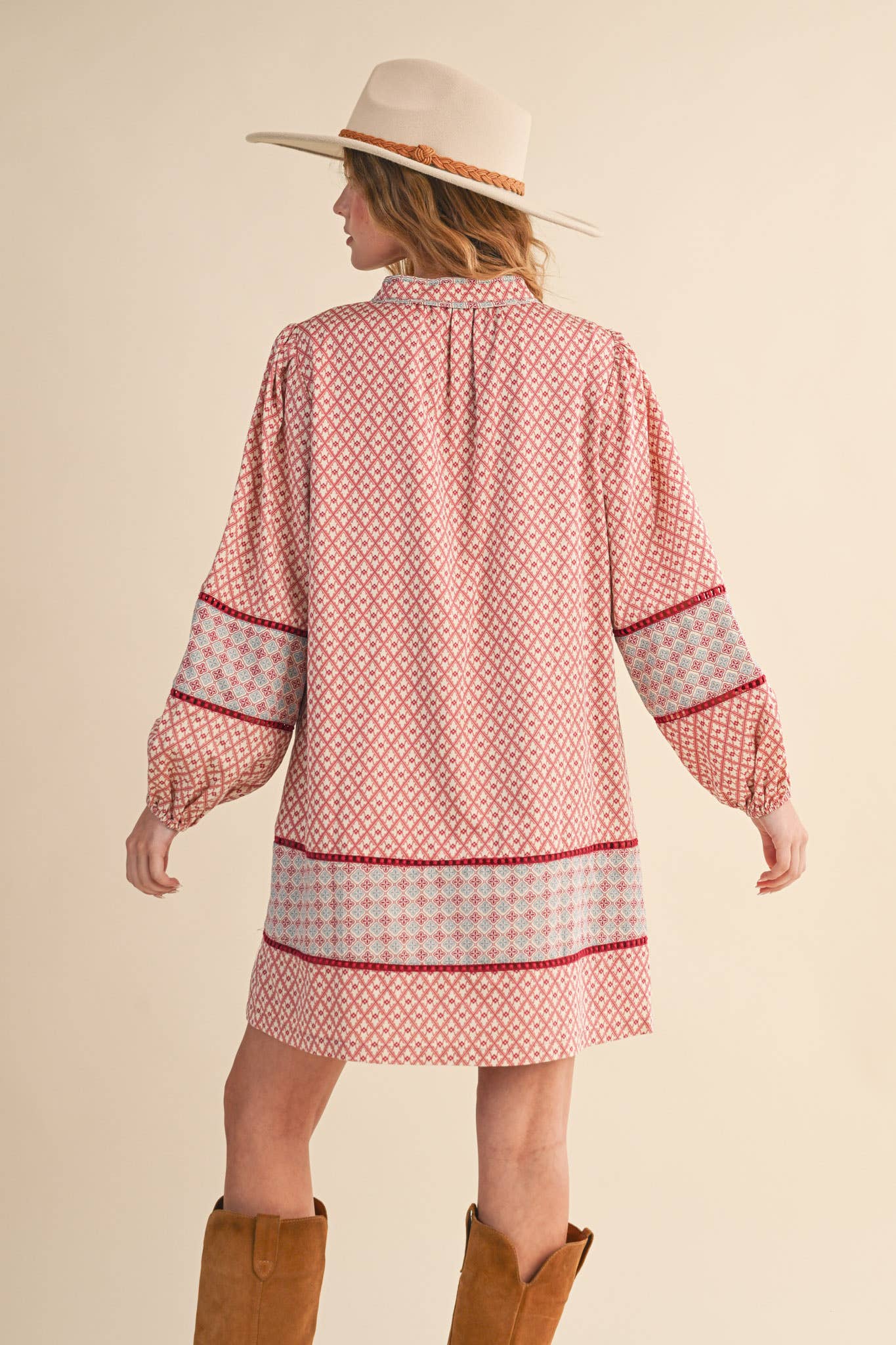 MIXED PRINT MINI SHIFT DRESS