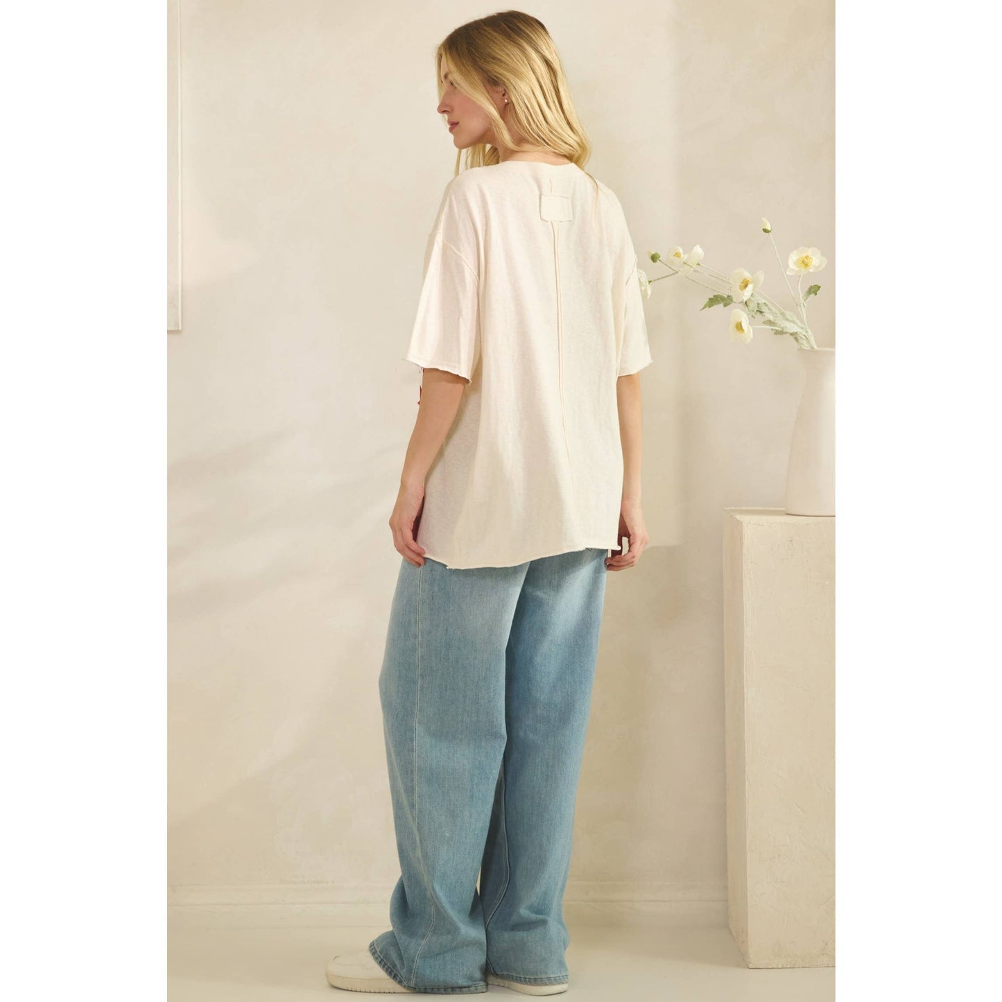 LACE-PATCHED AMERICANA OVERSIZED TEE