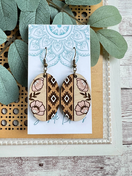 Flower Boho  hand painted lightweight maple wood 
