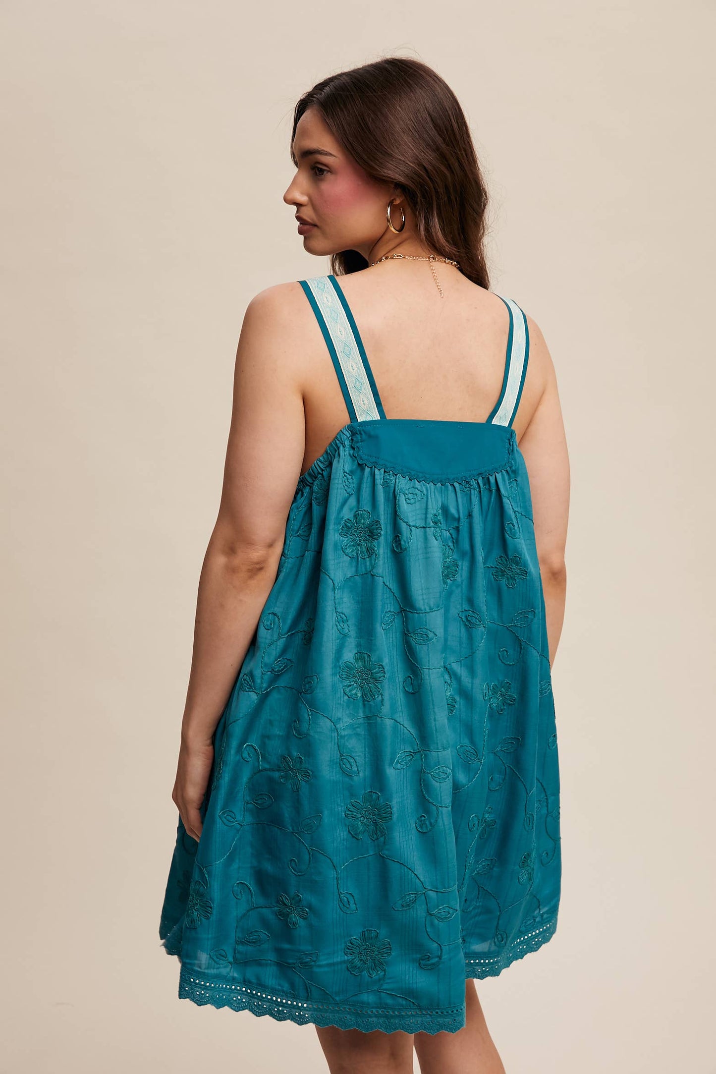 Romantic Embroidered Overall Dress