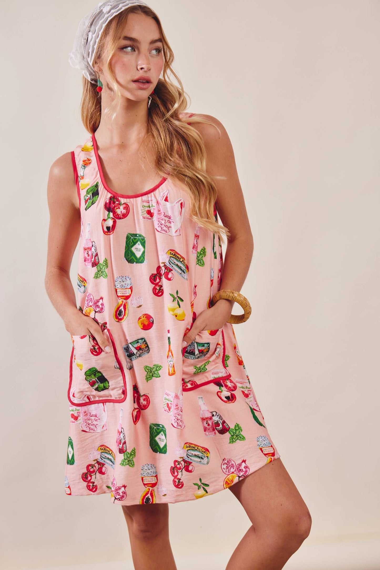Printed Pocket Shift Dress LD1619