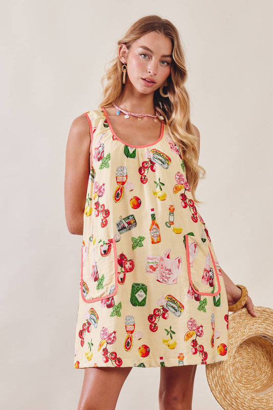 Printed Pocket Shift Dress LD1619