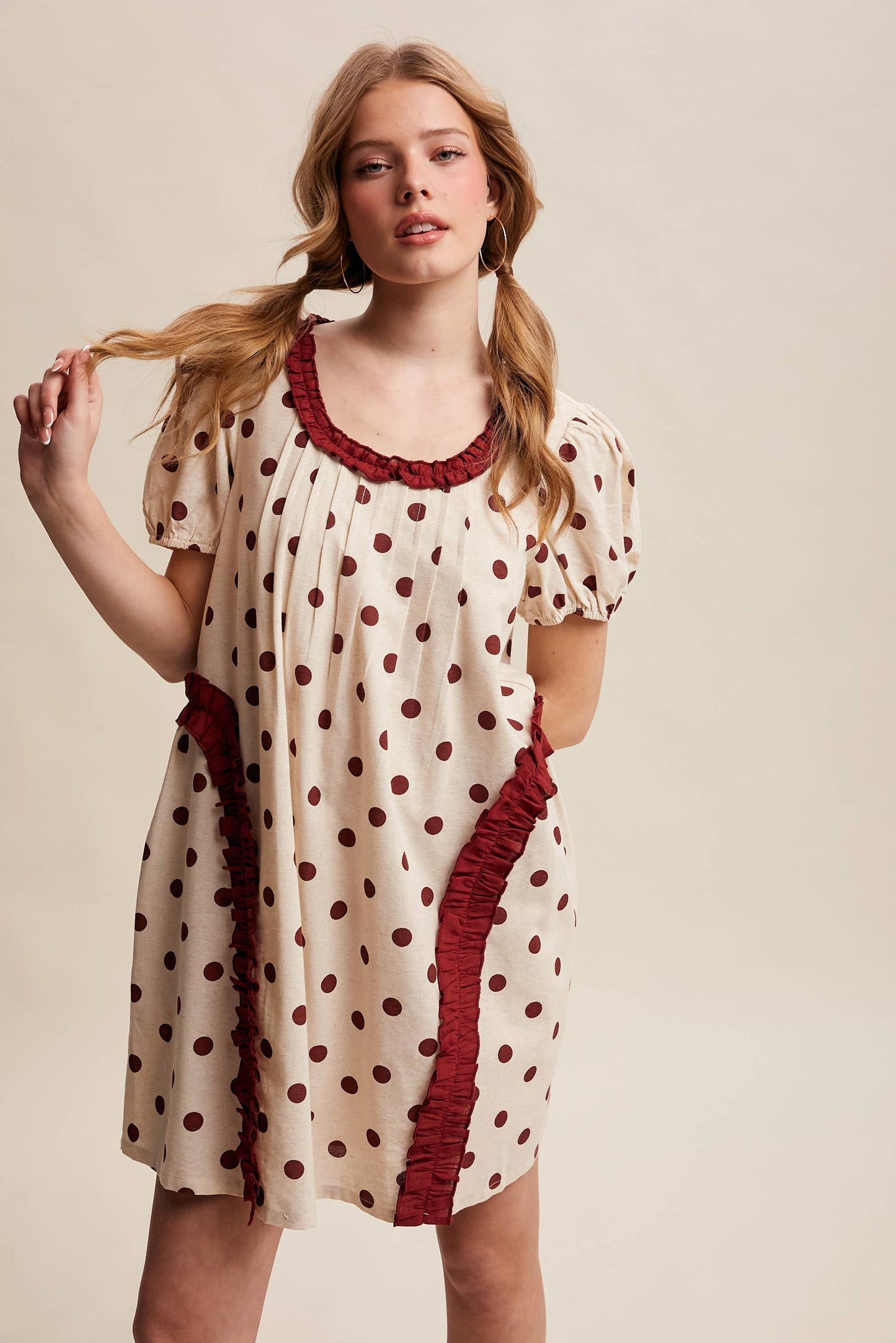 Polka Dot Ruffle Mini Dress LD1608