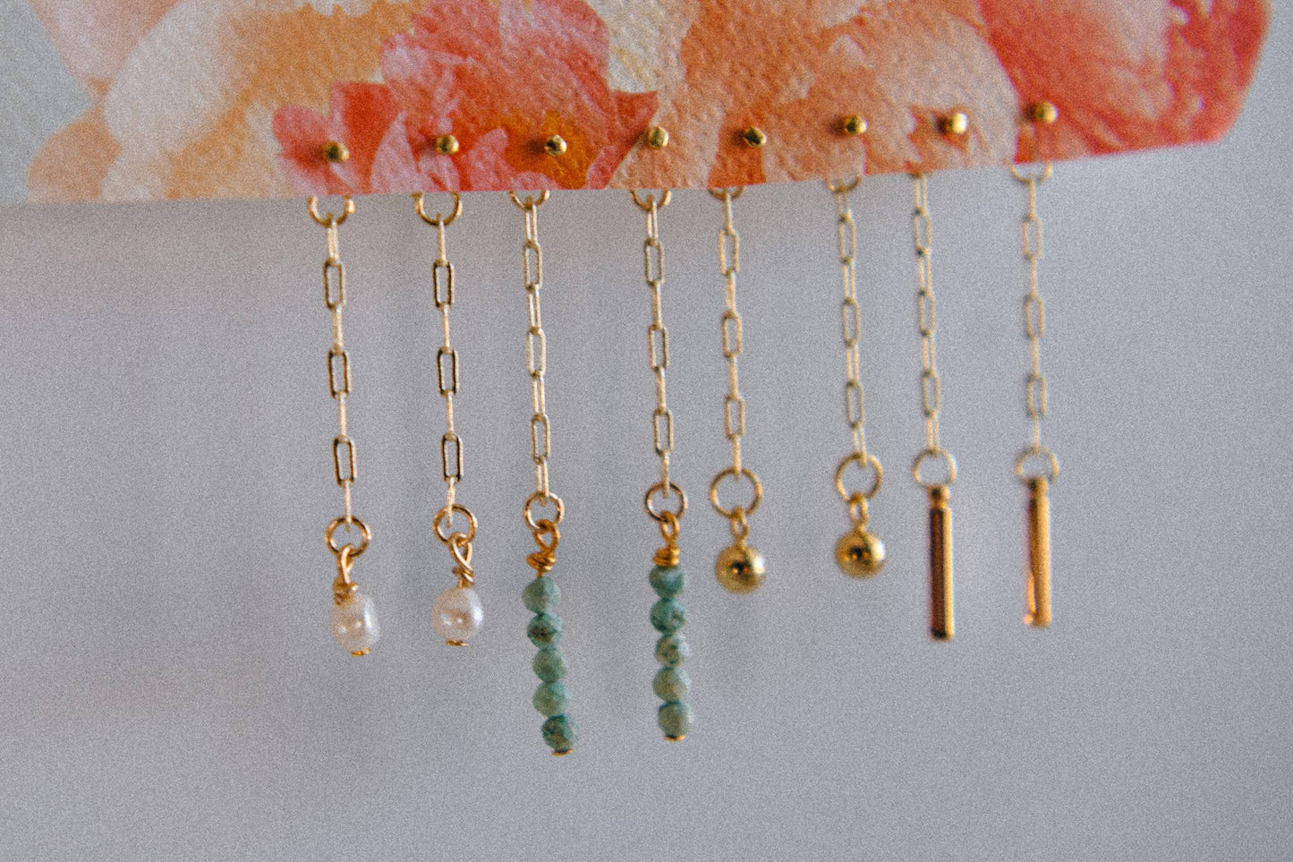 Lunar Line Bar Pendant Front and Back Drop Earrings