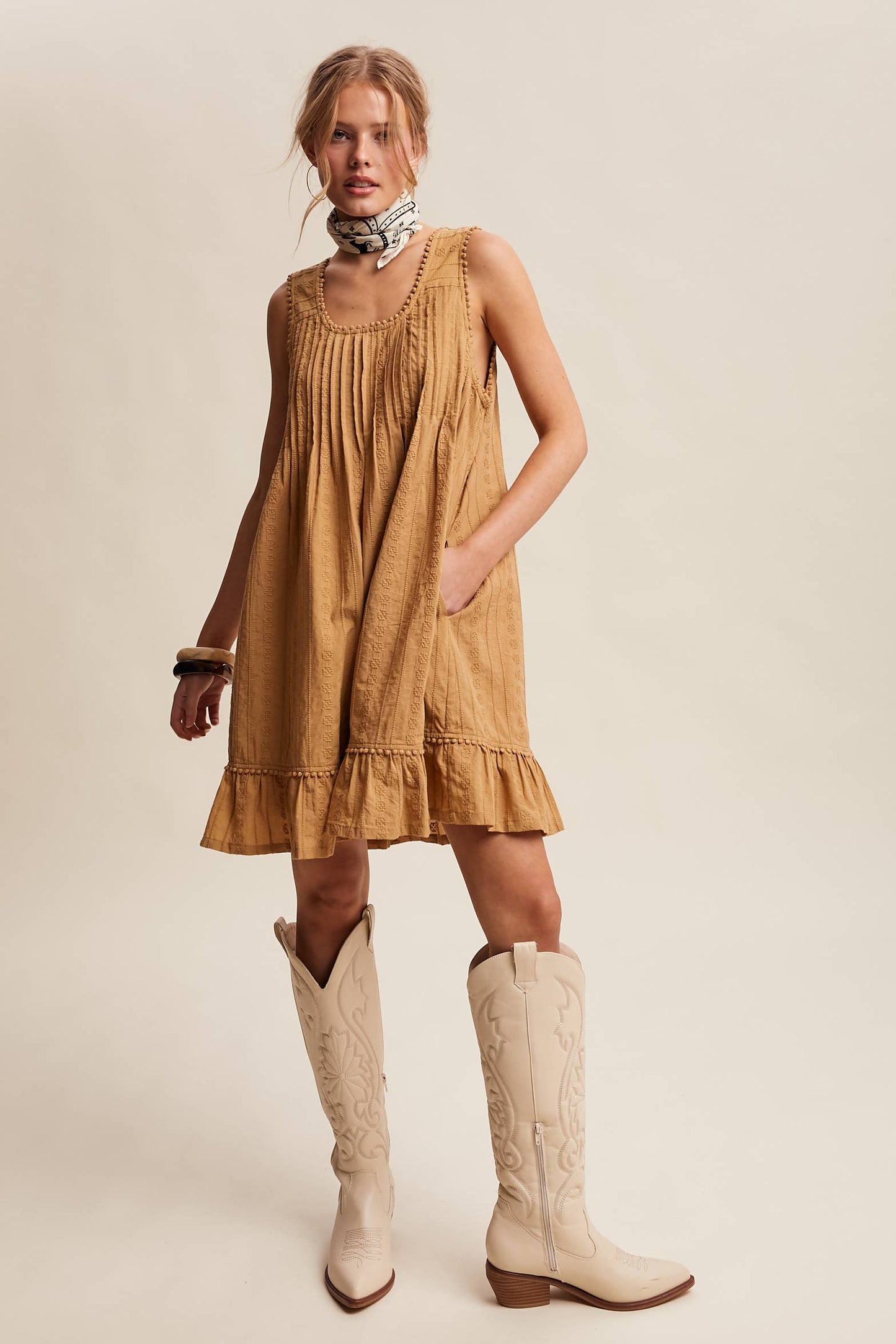 Textured Pintuck Mini Dress LD1599