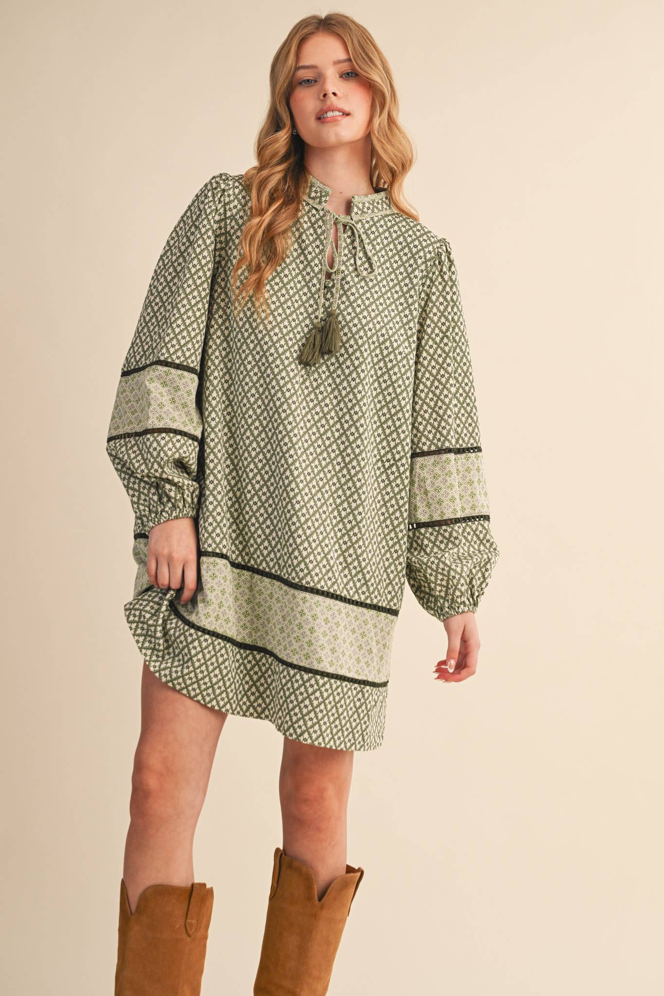 MIXED PRINT MINI SHIFT DRESS
