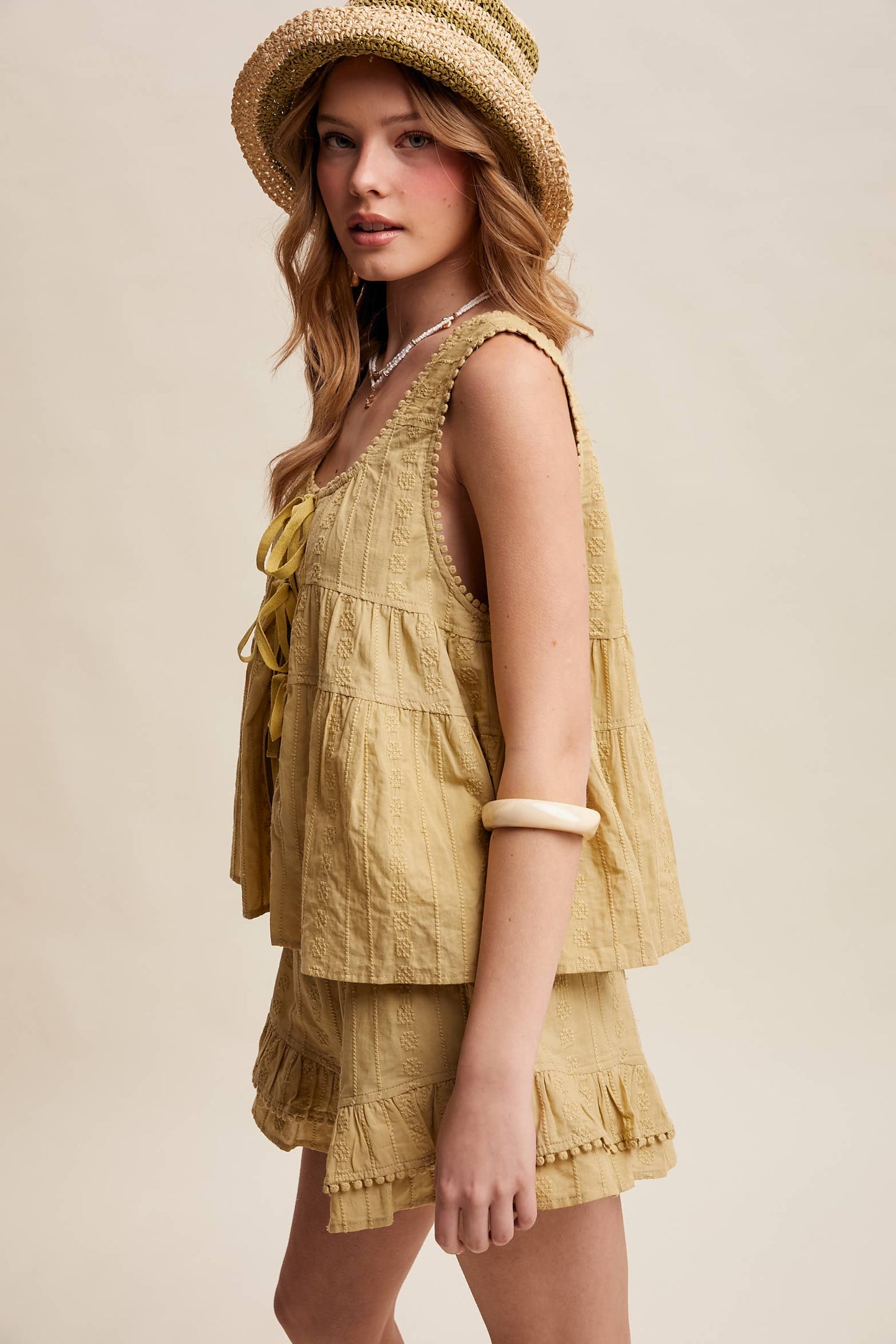 Embroidered Tiered Ruffle Set LSET173