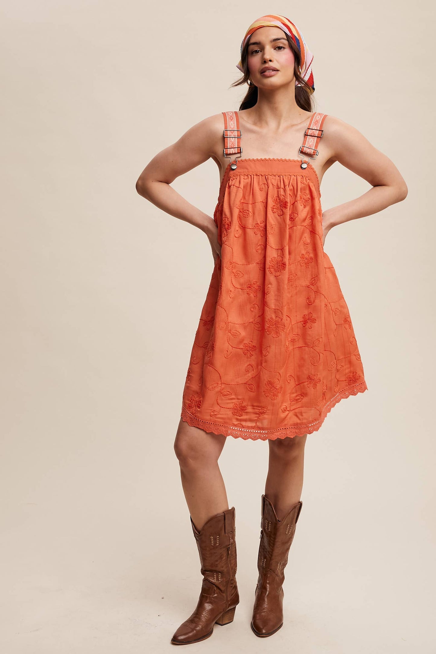 Romantic Embroidered Overall Dress