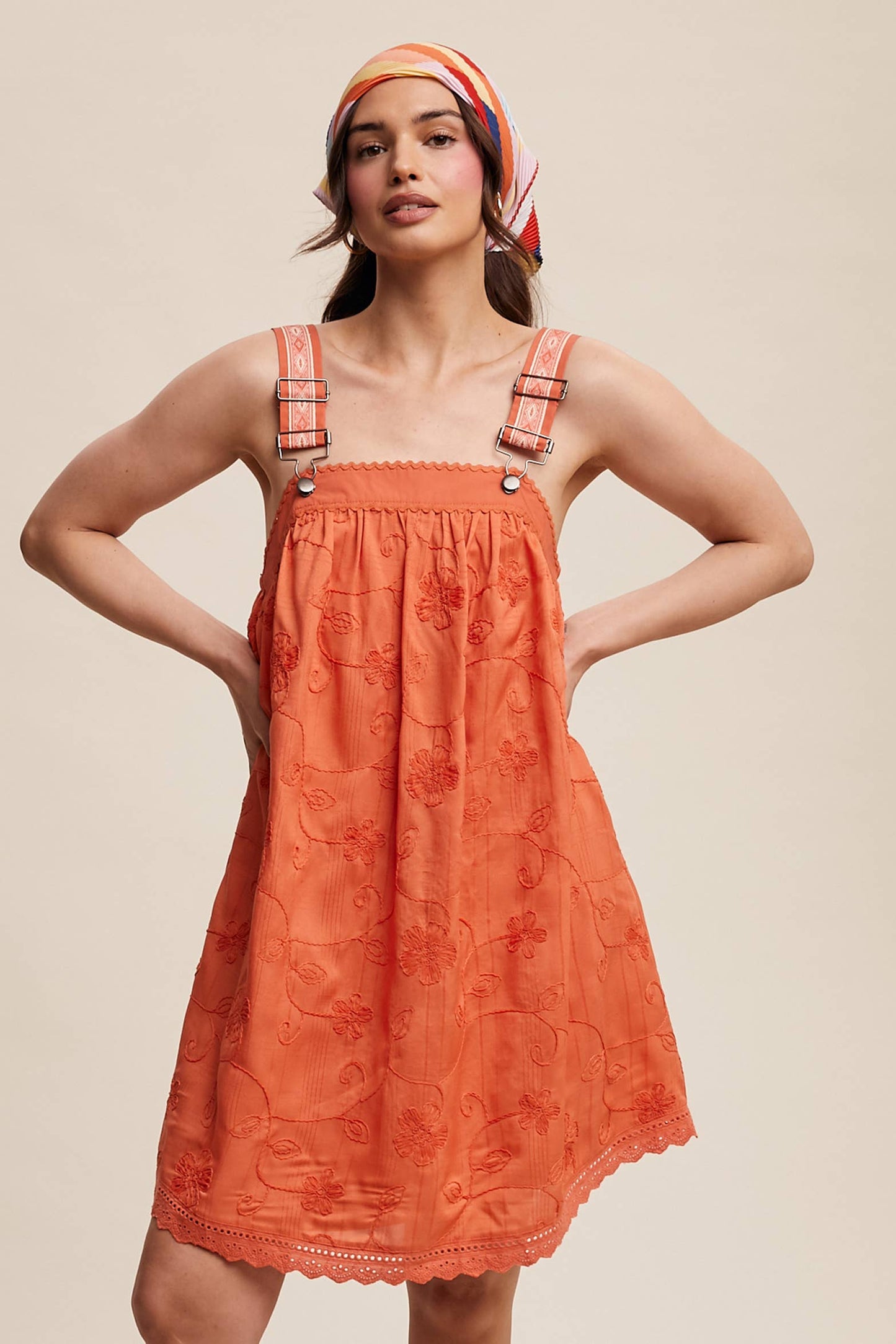 Romantic Embroidered Overall Dress