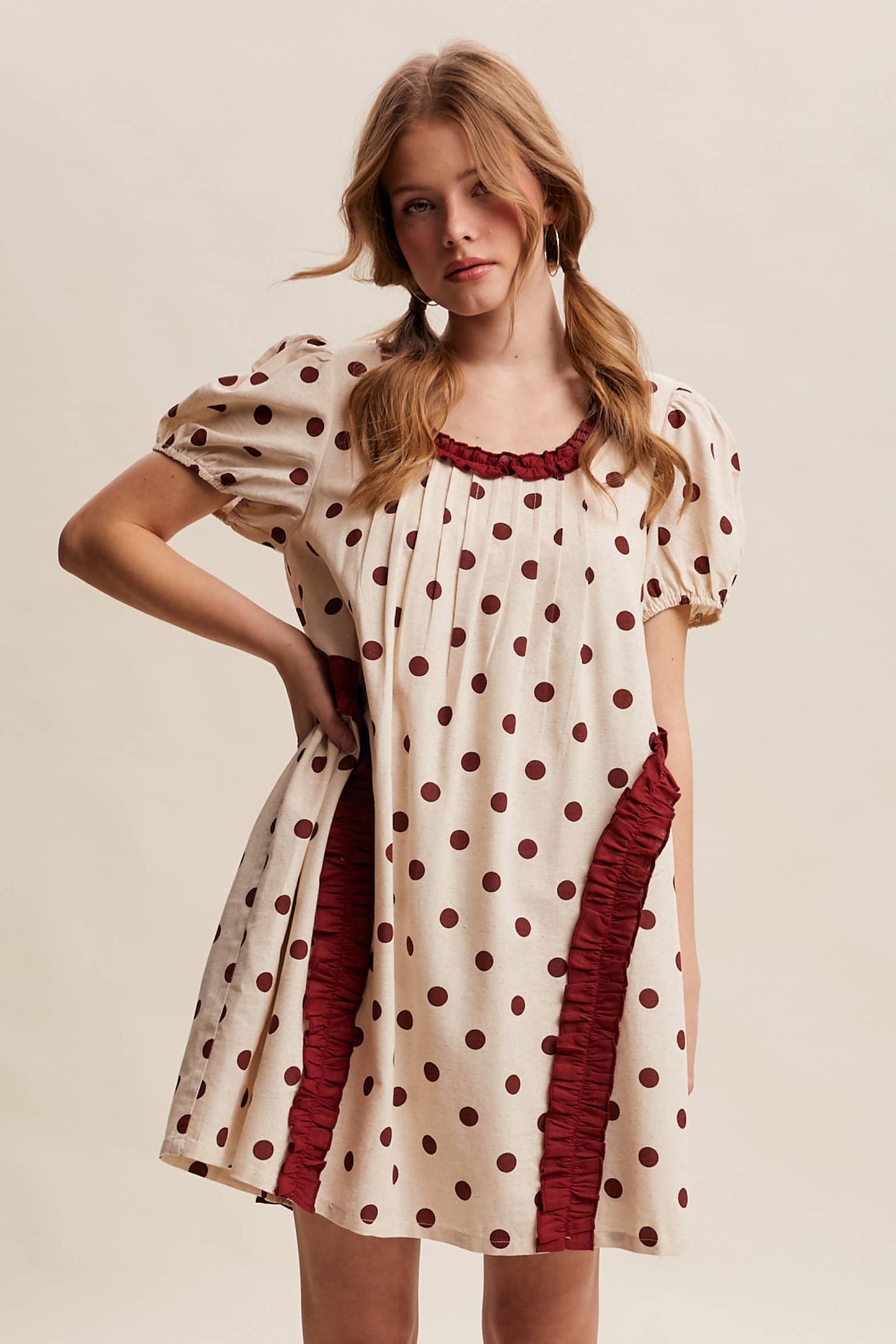 Polka Dot Ruffle Mini Dress LD1608