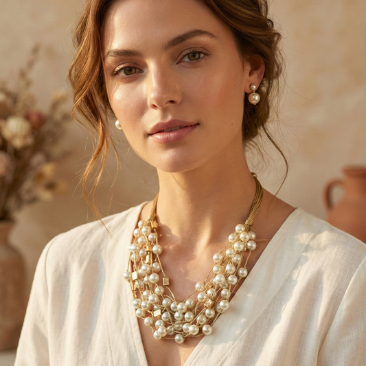 Coastal Chunky Pearl Necklace | Handmade Statement Jewelry