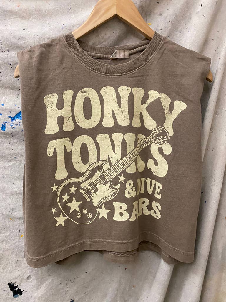 Honky Tonks & Dive Bars Boxy Midriff Muscle top