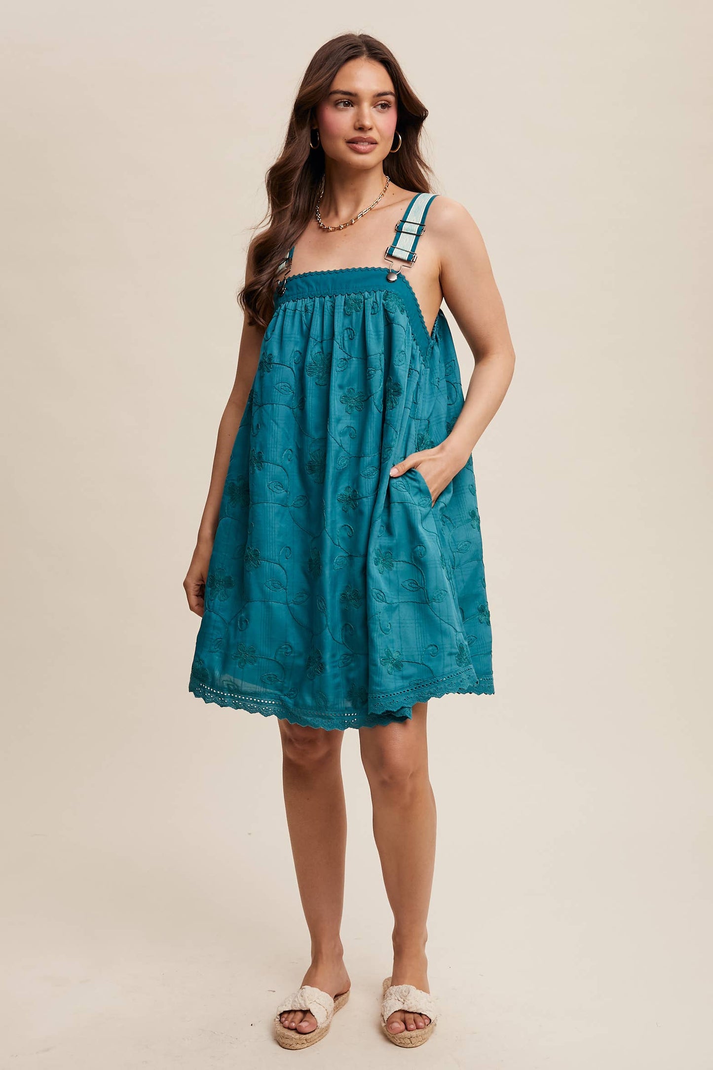 Romantic Embroidered Overall Dress