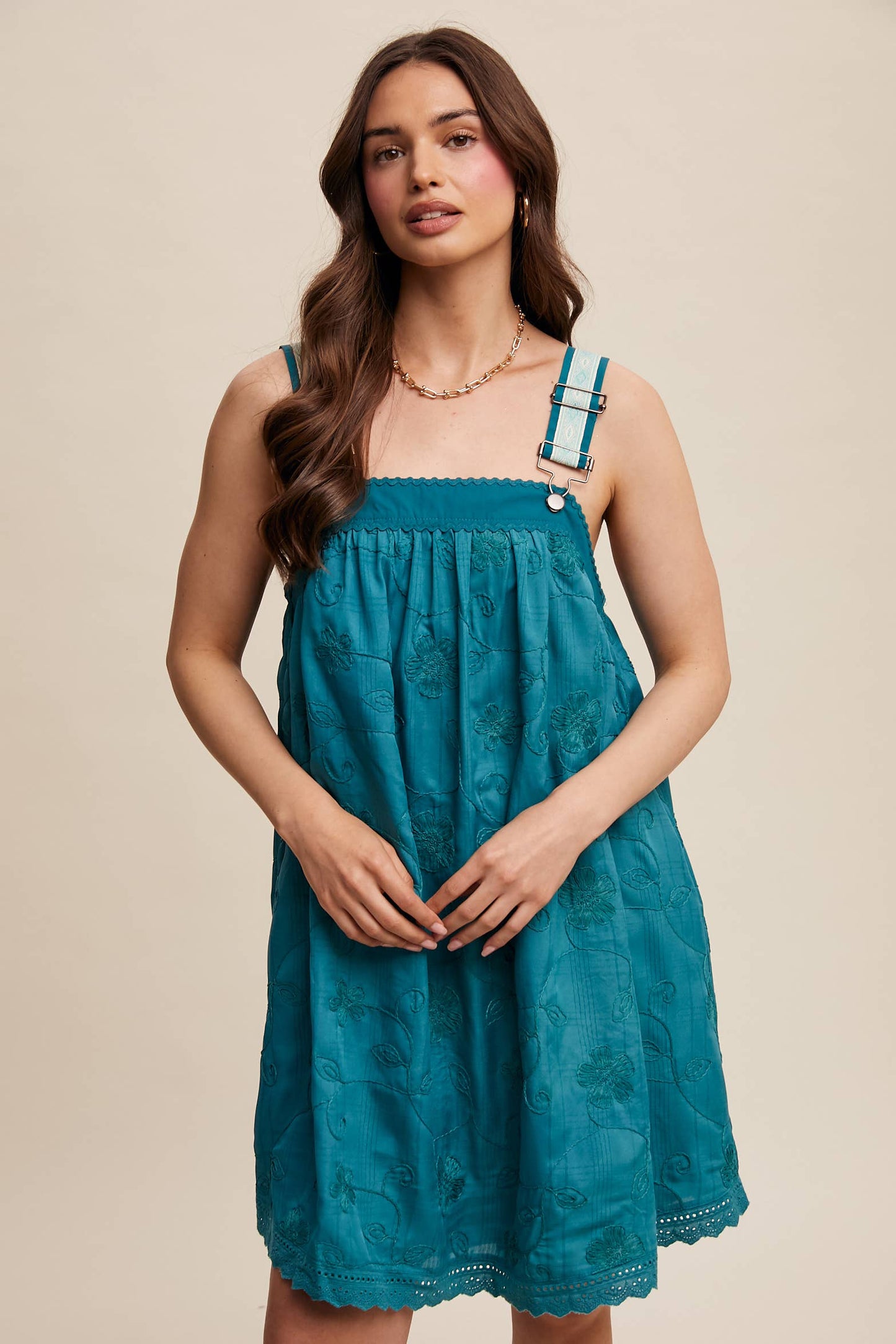 Romantic Embroidered Overall Dress