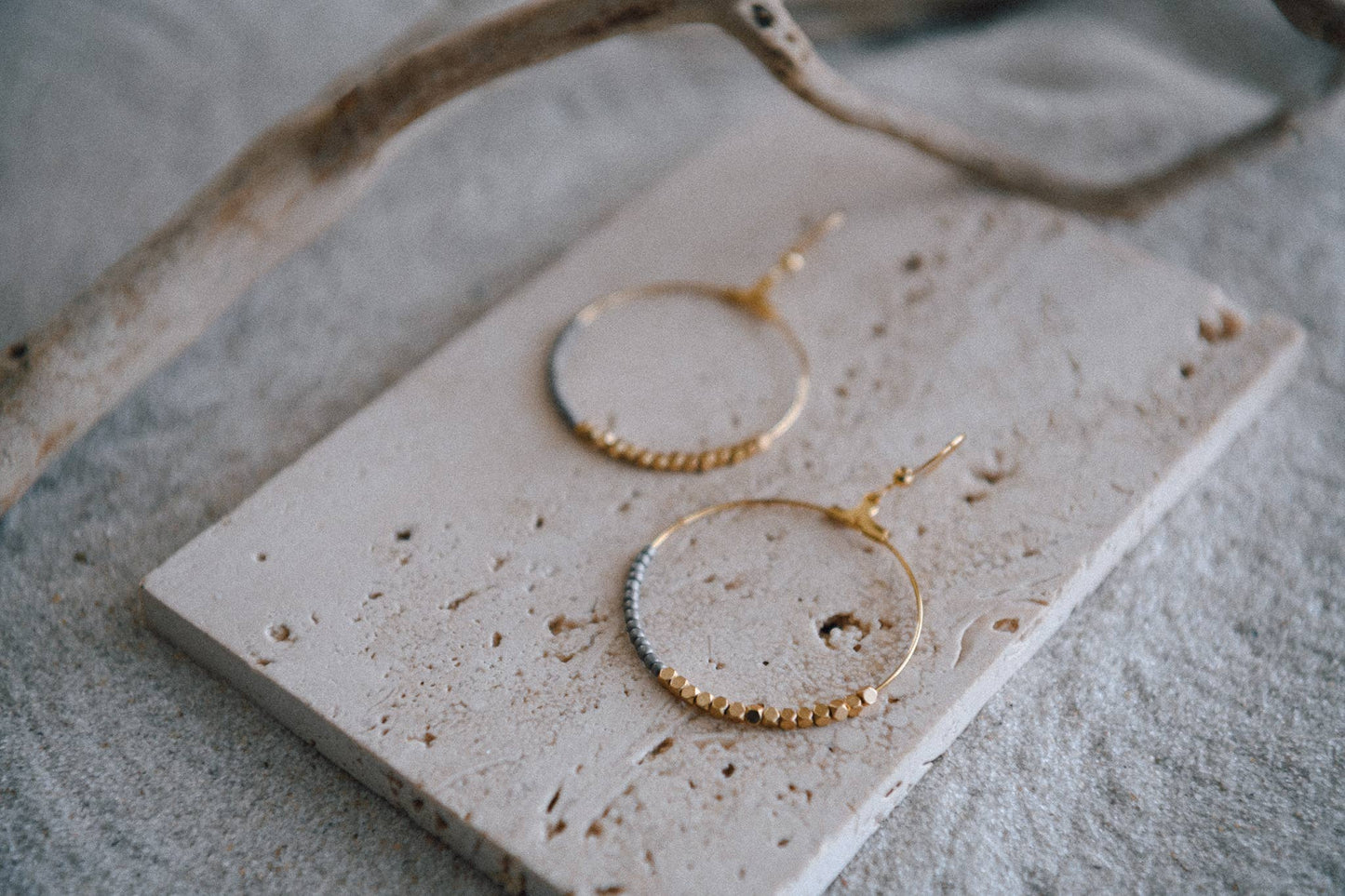 Seed Bead Half and Half Hoop Earring Mother's Day Gift