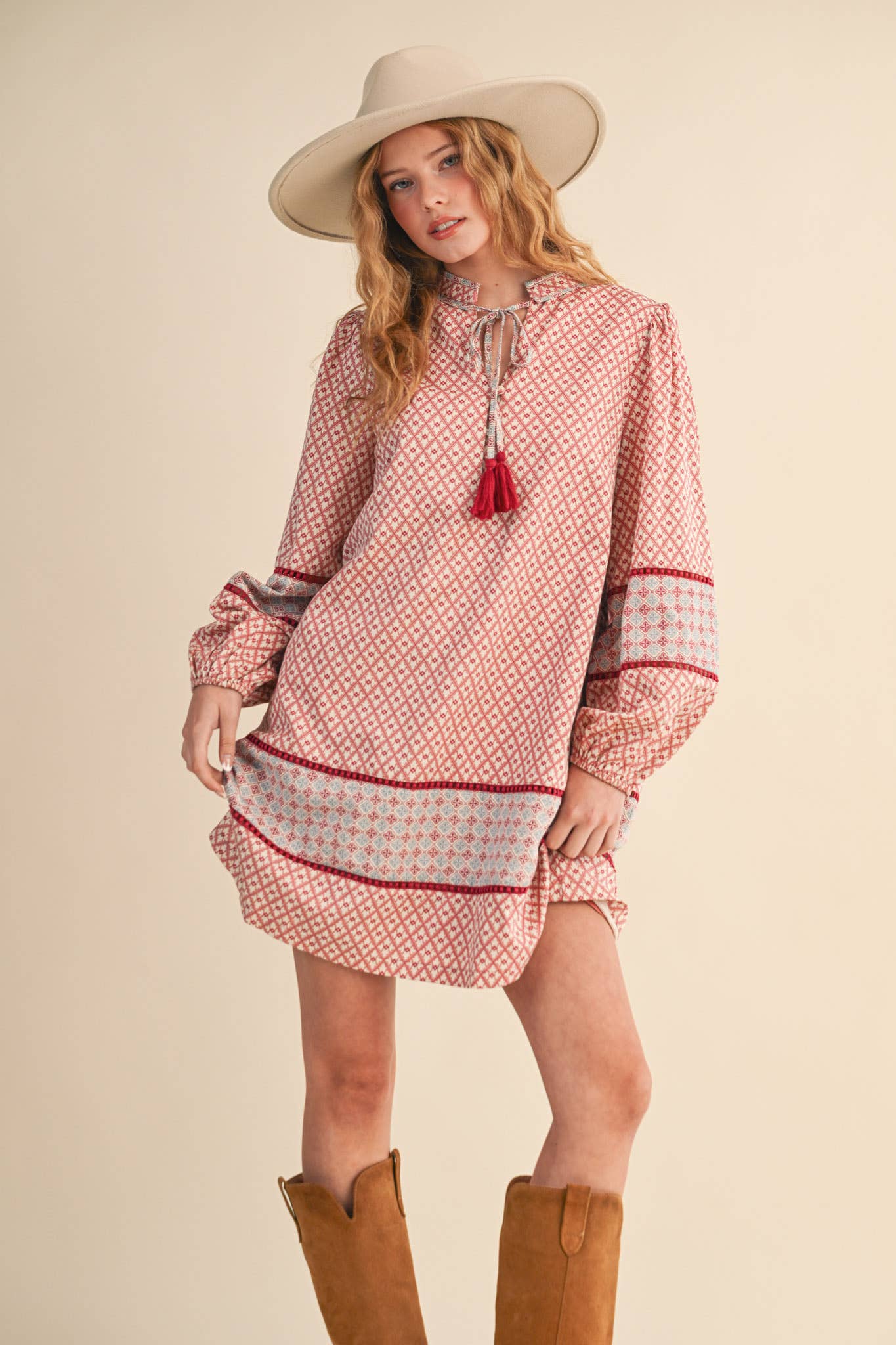 MIXED PRINT MINI SHIFT DRESS