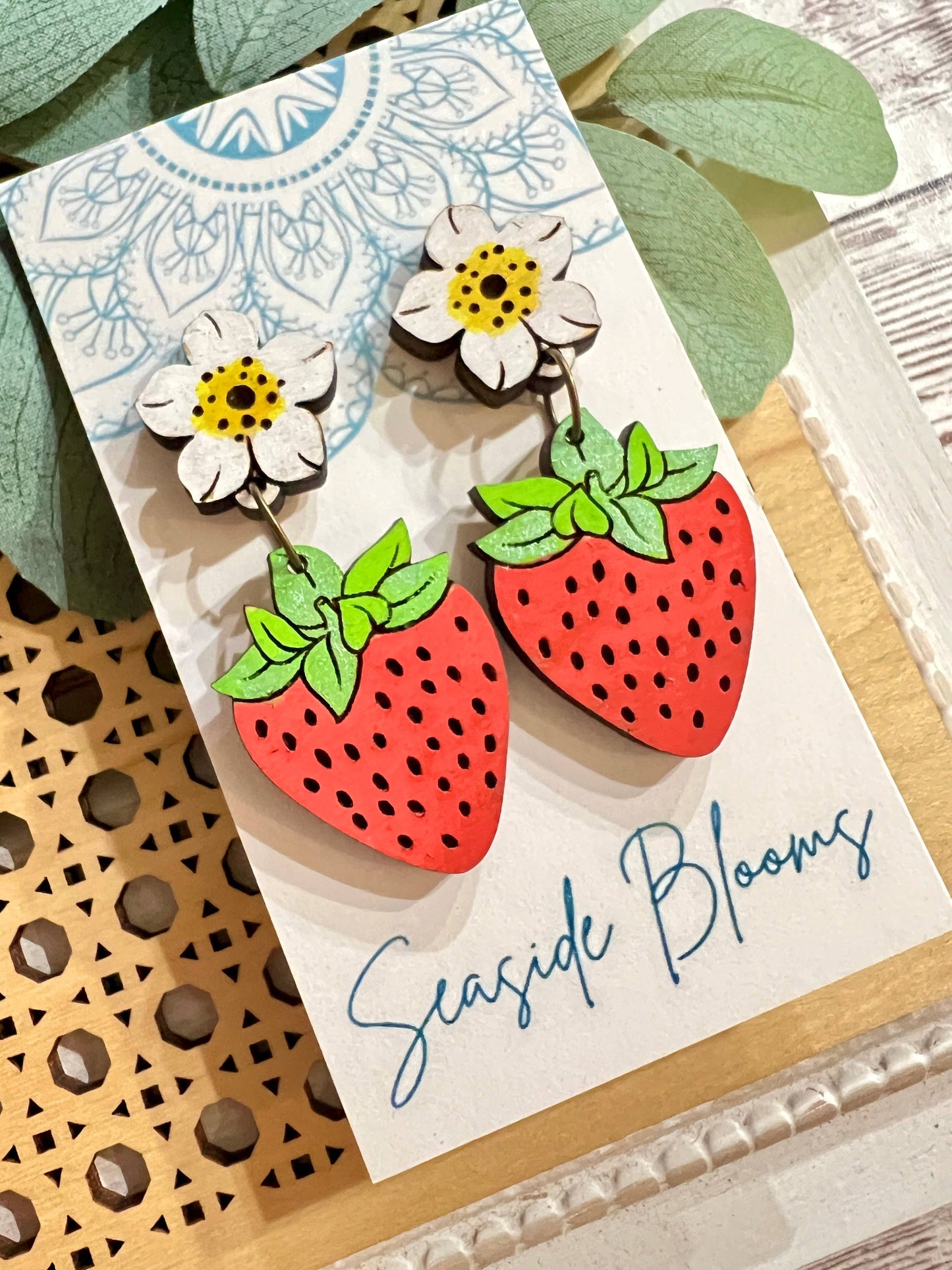 Strawberry hand painted lightweight maple wood posts 