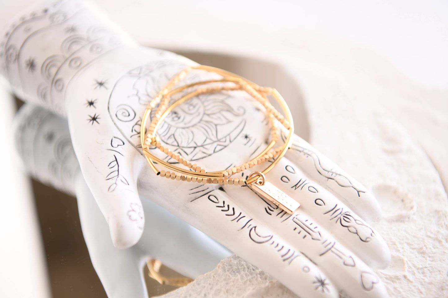 Hepburn Pearl or Gold Beaded Triple Wrap Bracelets