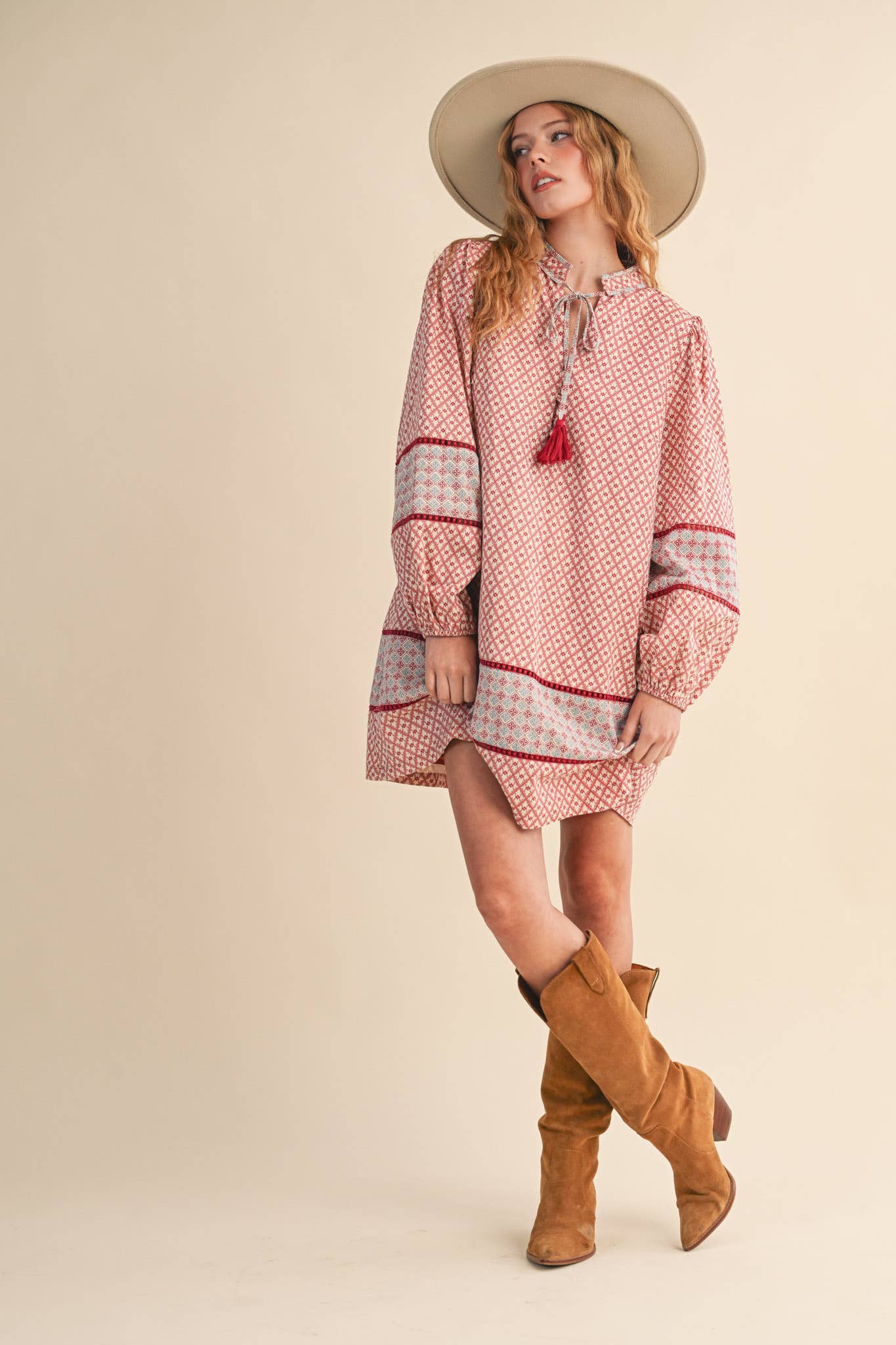 MIXED PRINT MINI SHIFT DRESS