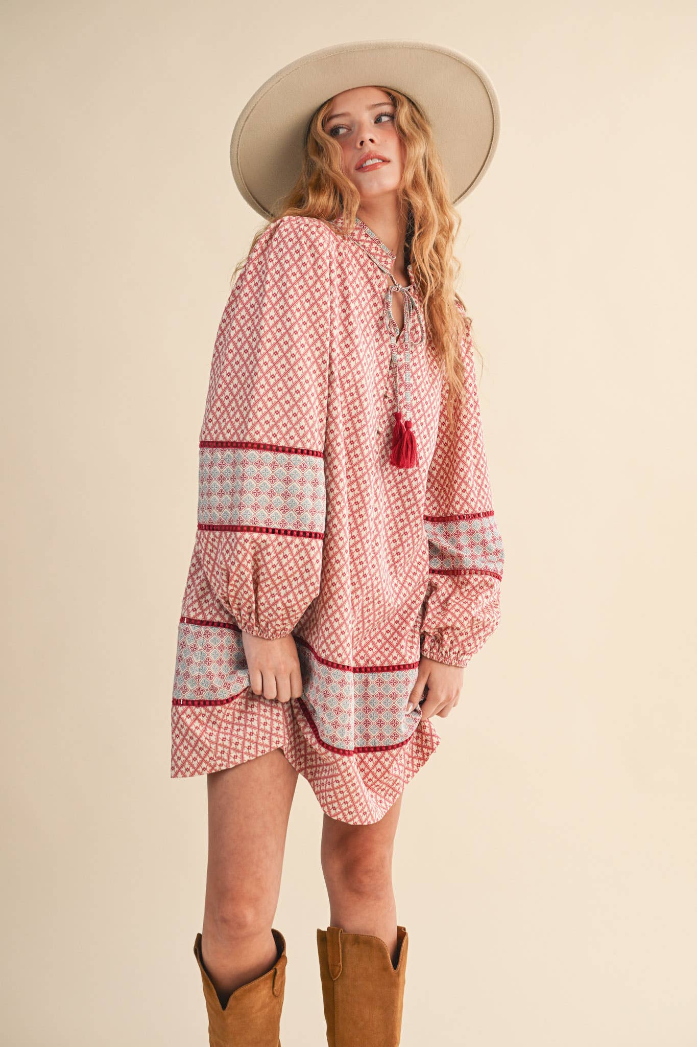 MIXED PRINT MINI SHIFT DRESS