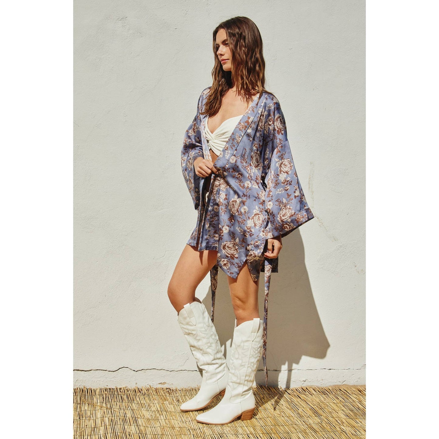 Vintage Rose Open Front Kimono