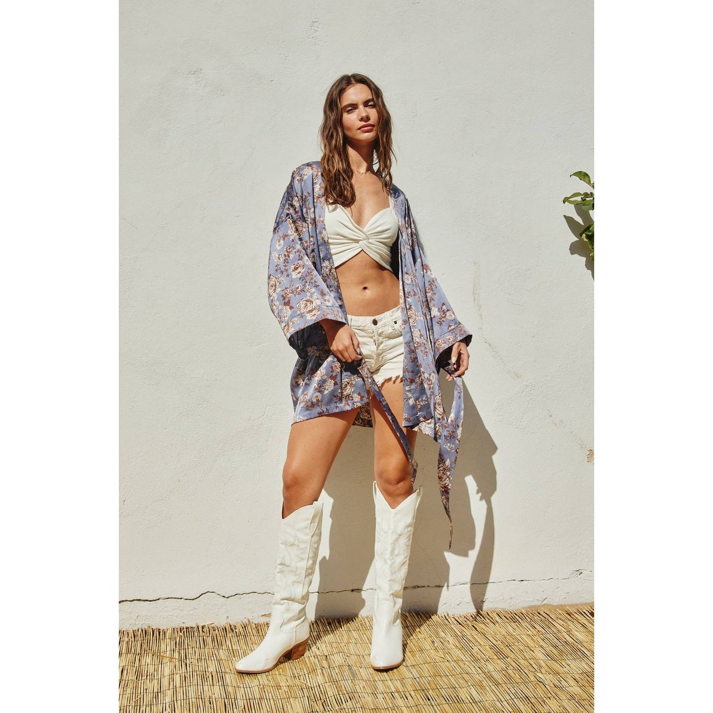 Vintage Rose Open Front Kimono