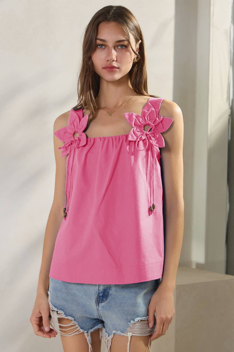 Solid Poplin Sleeveless Top