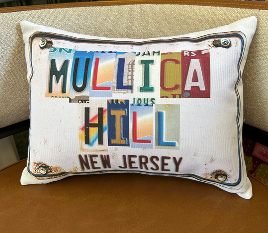 Pillow - (Mullica Hill) City in License Letters with State