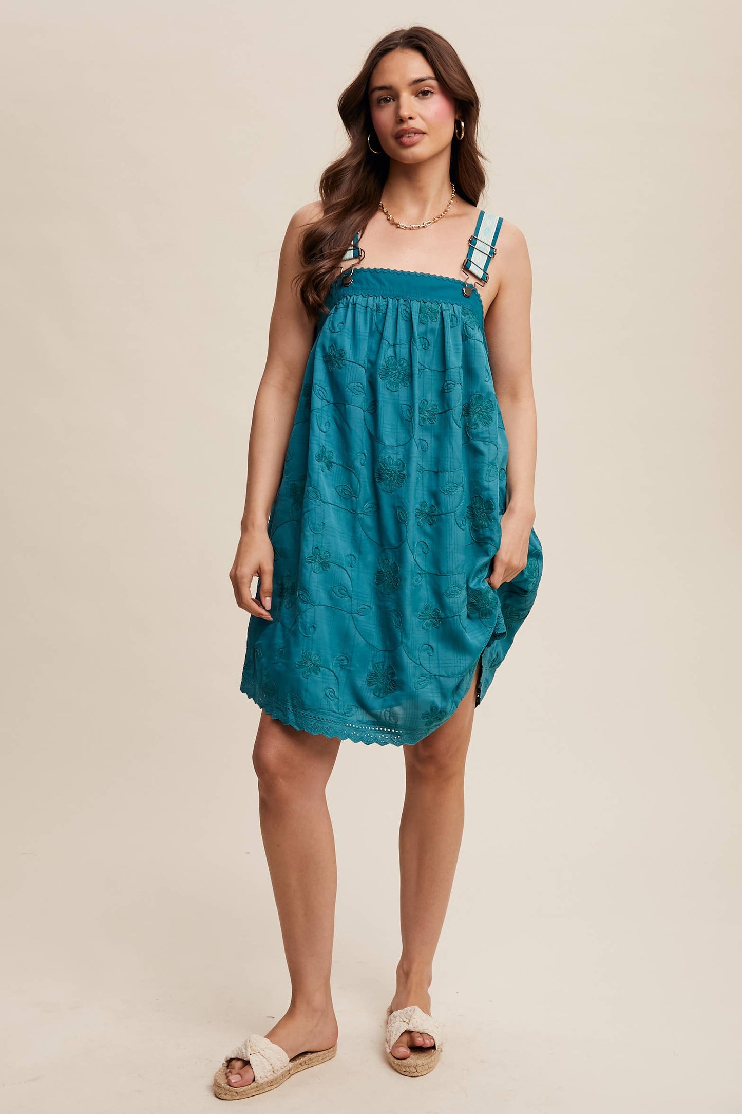 Romantic Embroidered Overall Dress