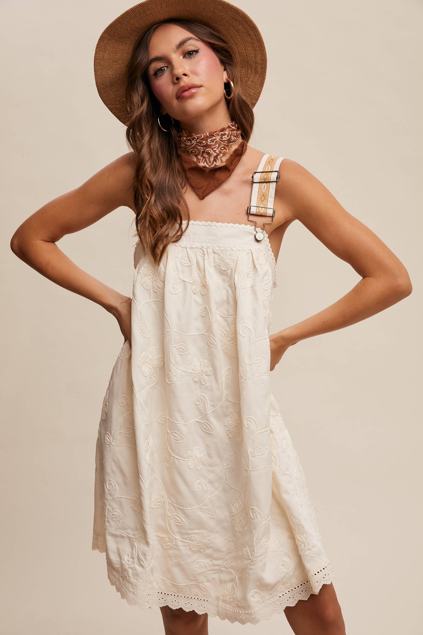 Romantic Embroidered Overall Dress
