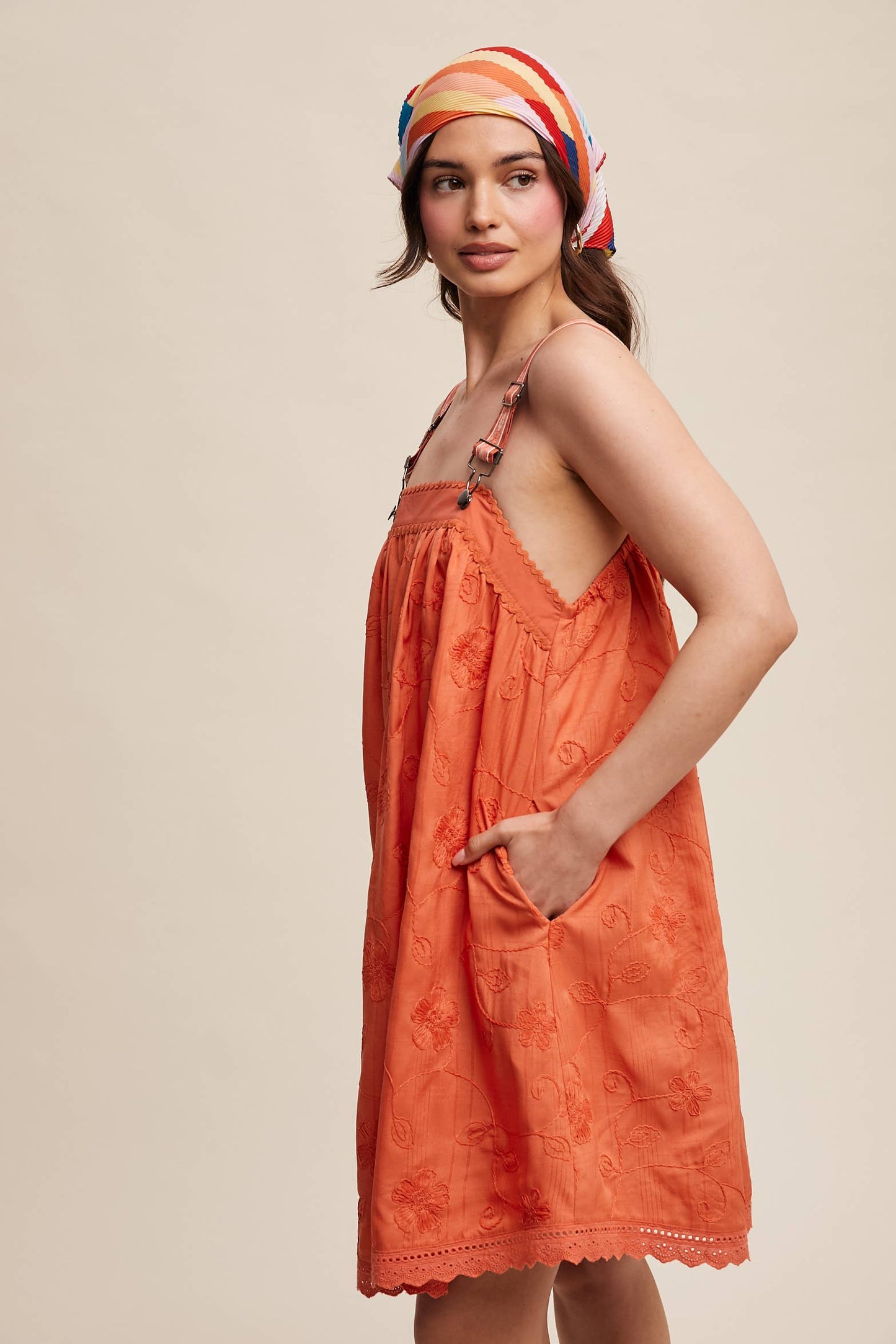 Romantic Embroidered Overall Dress