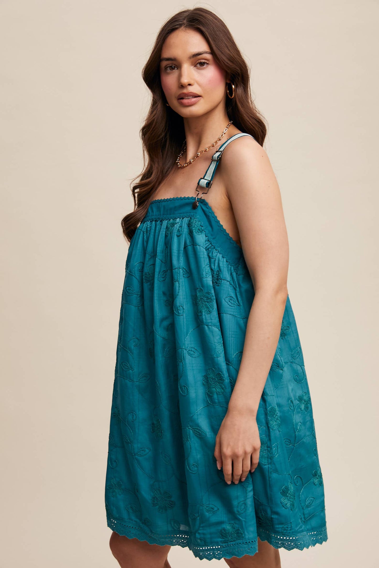 Romantic Embroidered Overall Dress