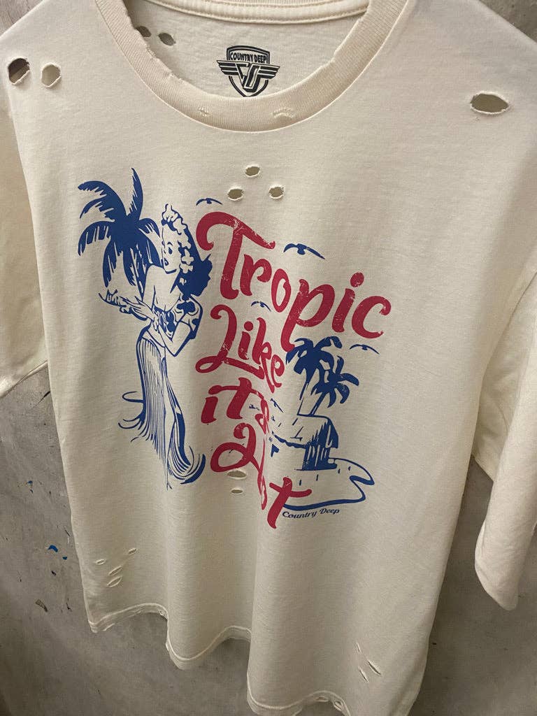 Tropic Like It's Hot distressed 80's vintage T shirt