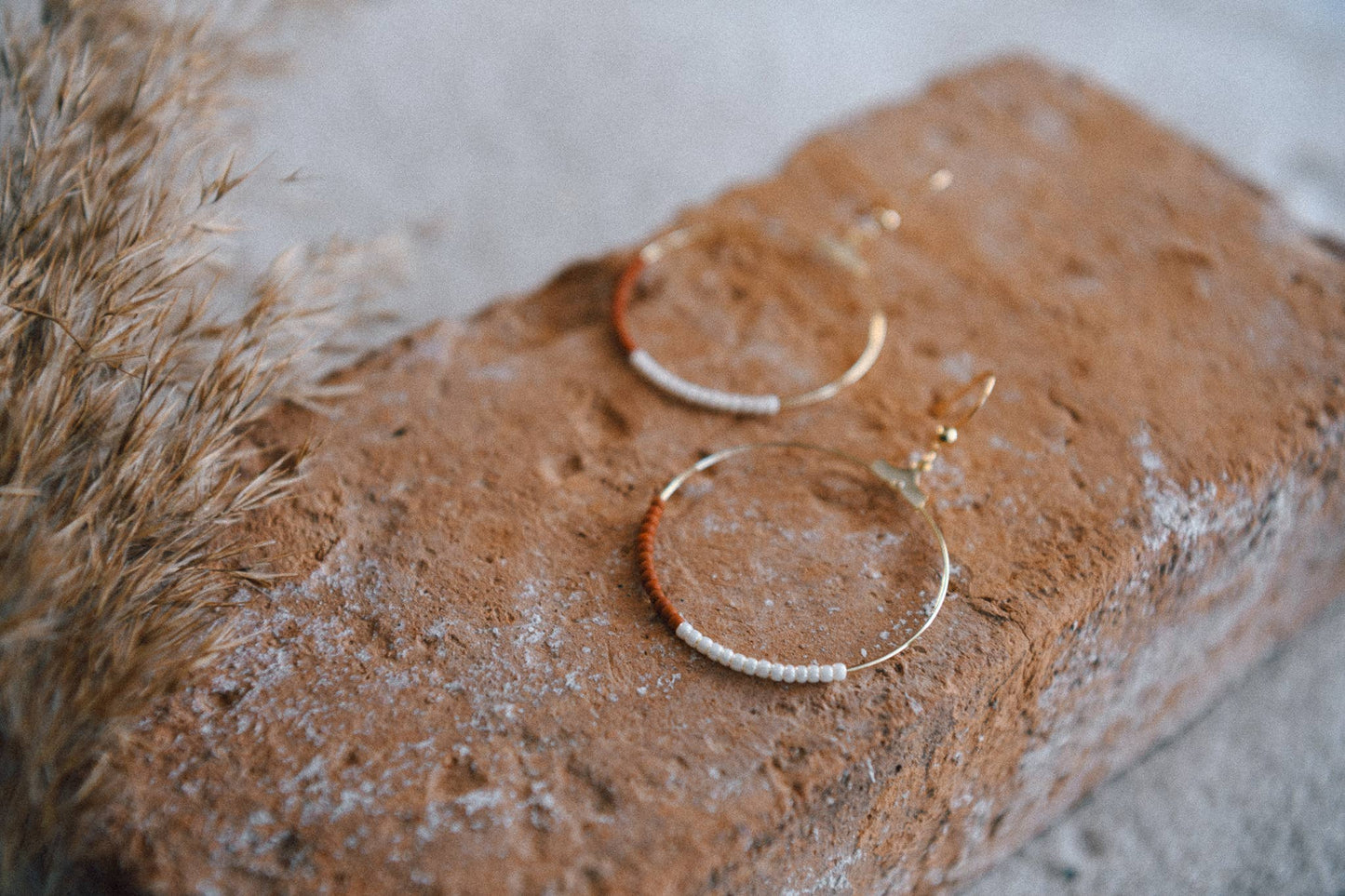 Seed Bead Half and Half Hoop Earring Mother's Day Gift