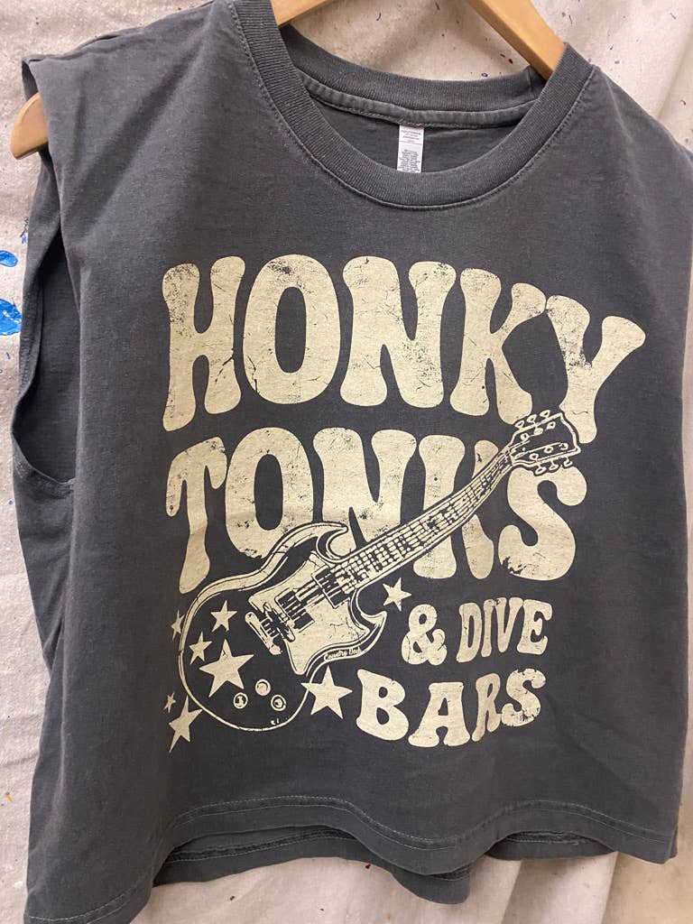 Honky Tonks & Dive Bars Boxy Midriff Muscle top