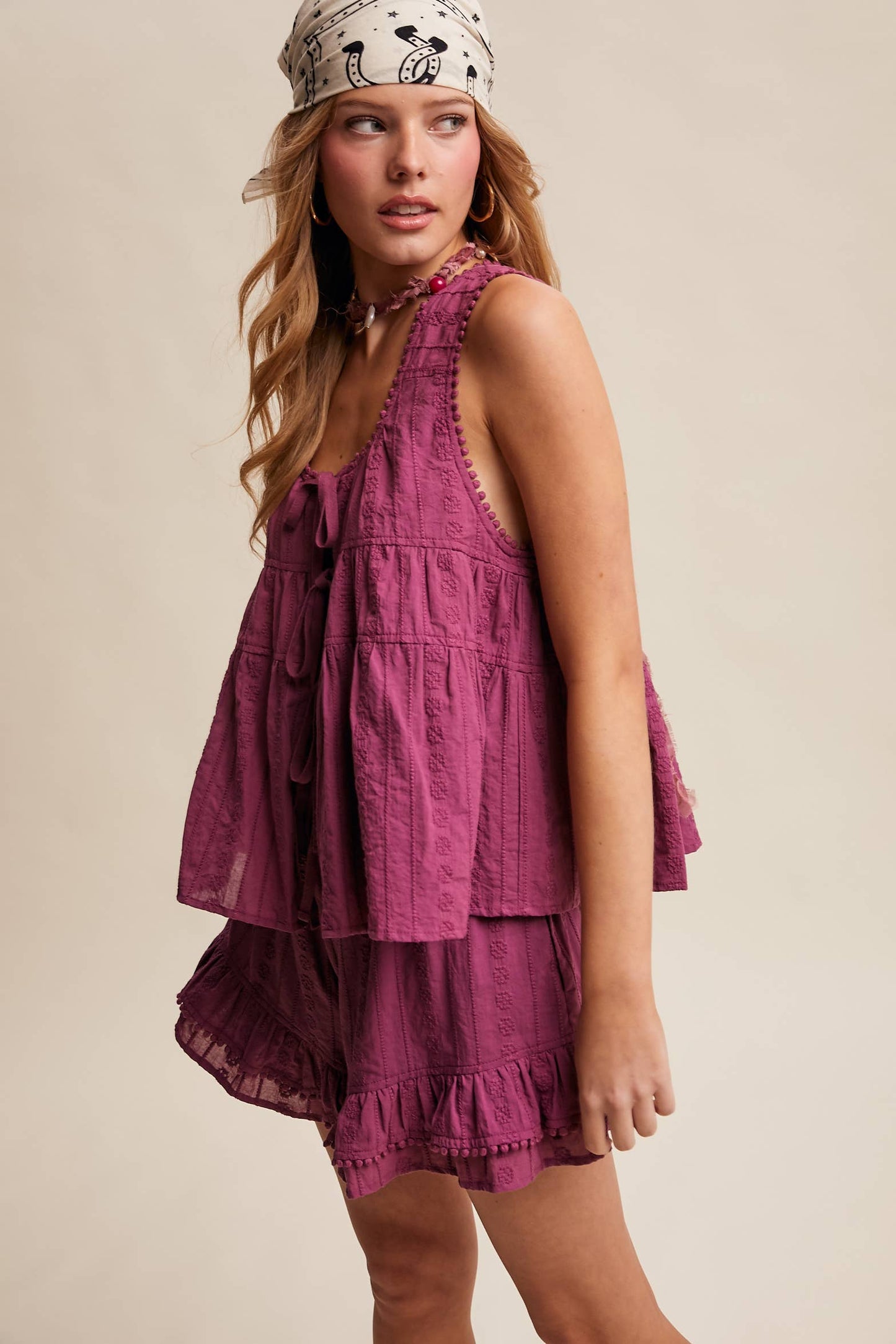 Embroidered Tiered Ruffle Set LSET173