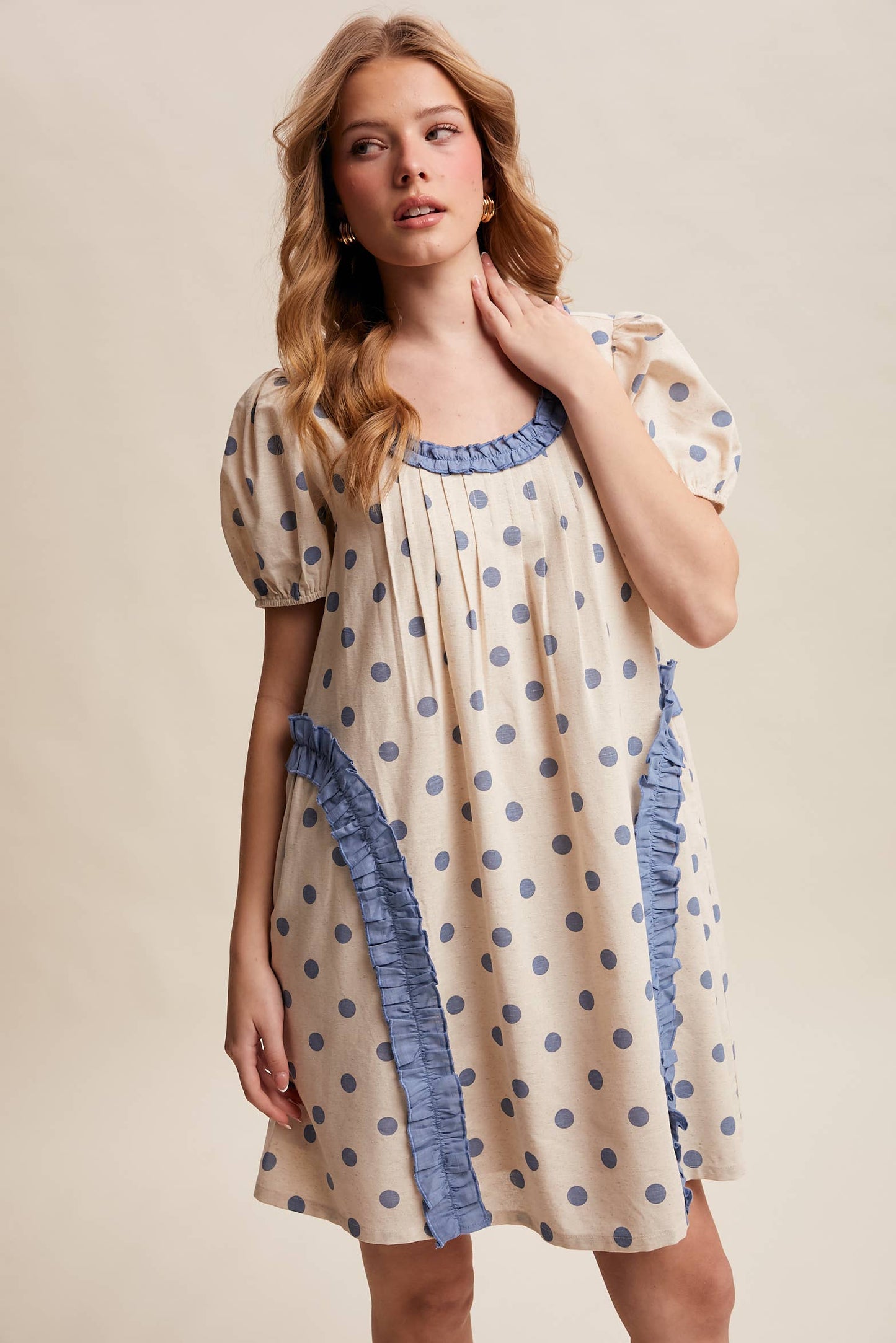 Polka Dot Ruffle Mini Dress LD1608