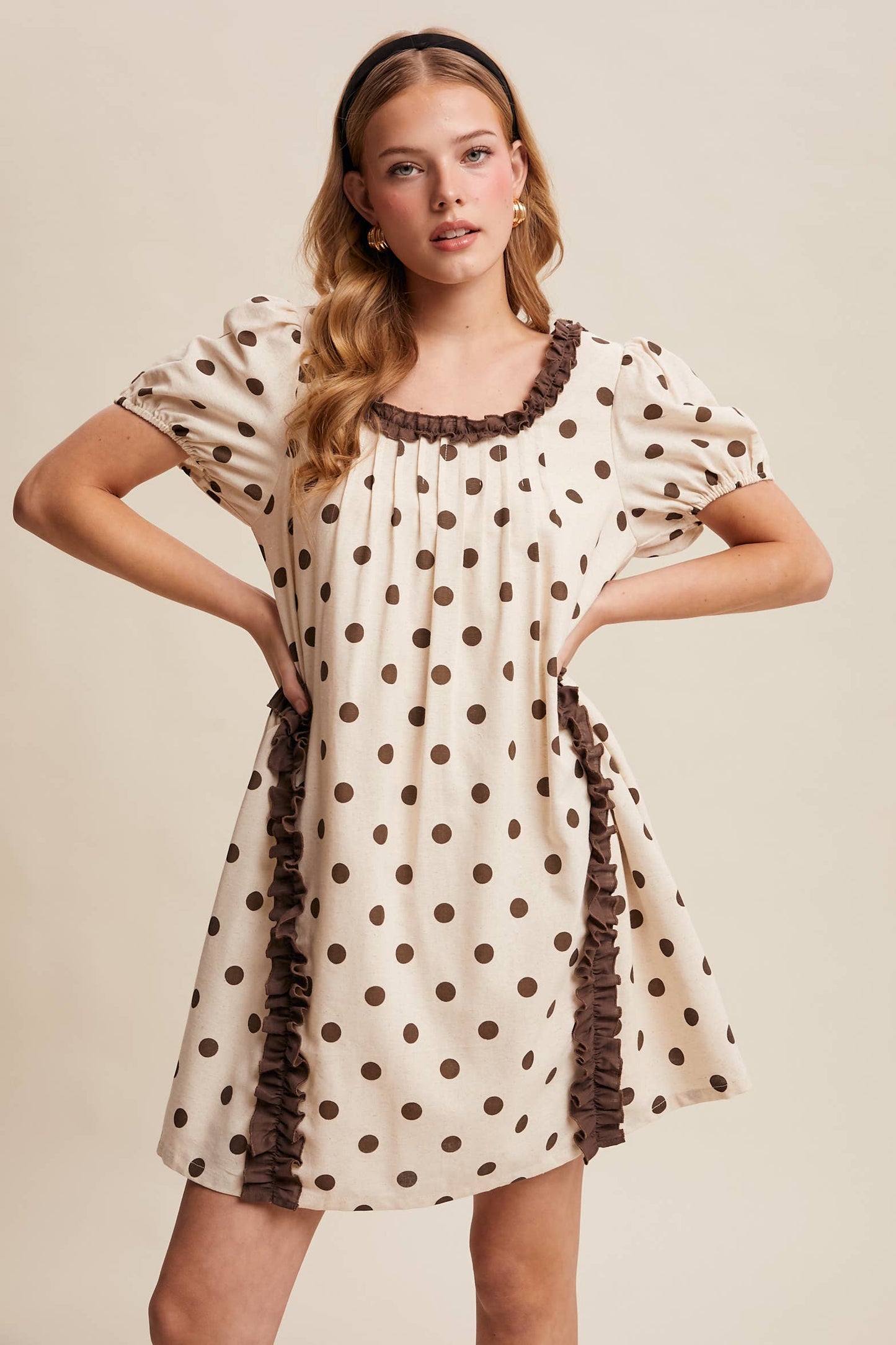 Polka Dot Ruffle Mini Dress LD1608