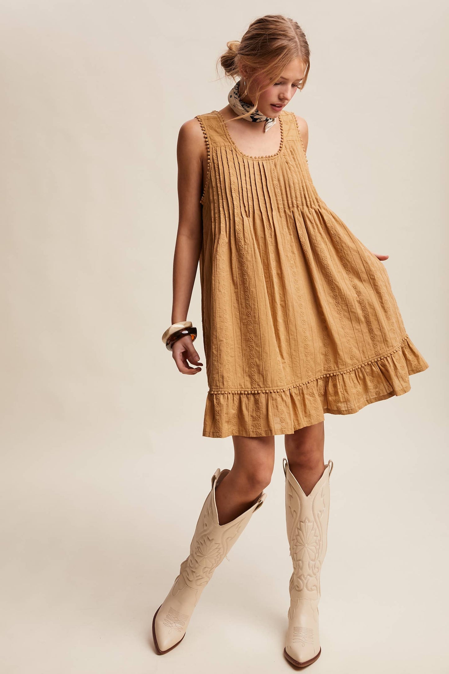 Textured Pintuck Mini Dress LD1599