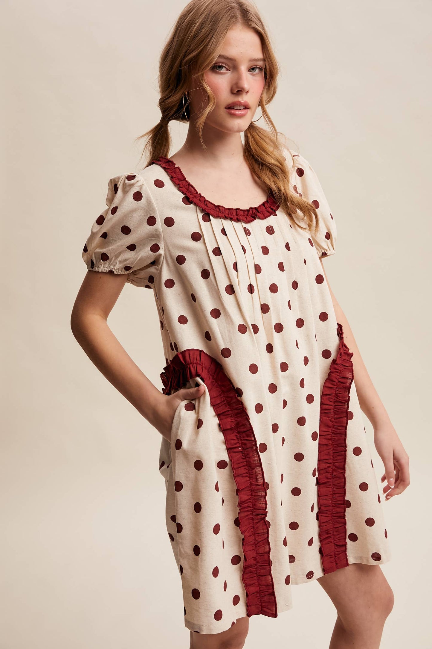 Polka Dot Ruffle Mini Dress LD1608