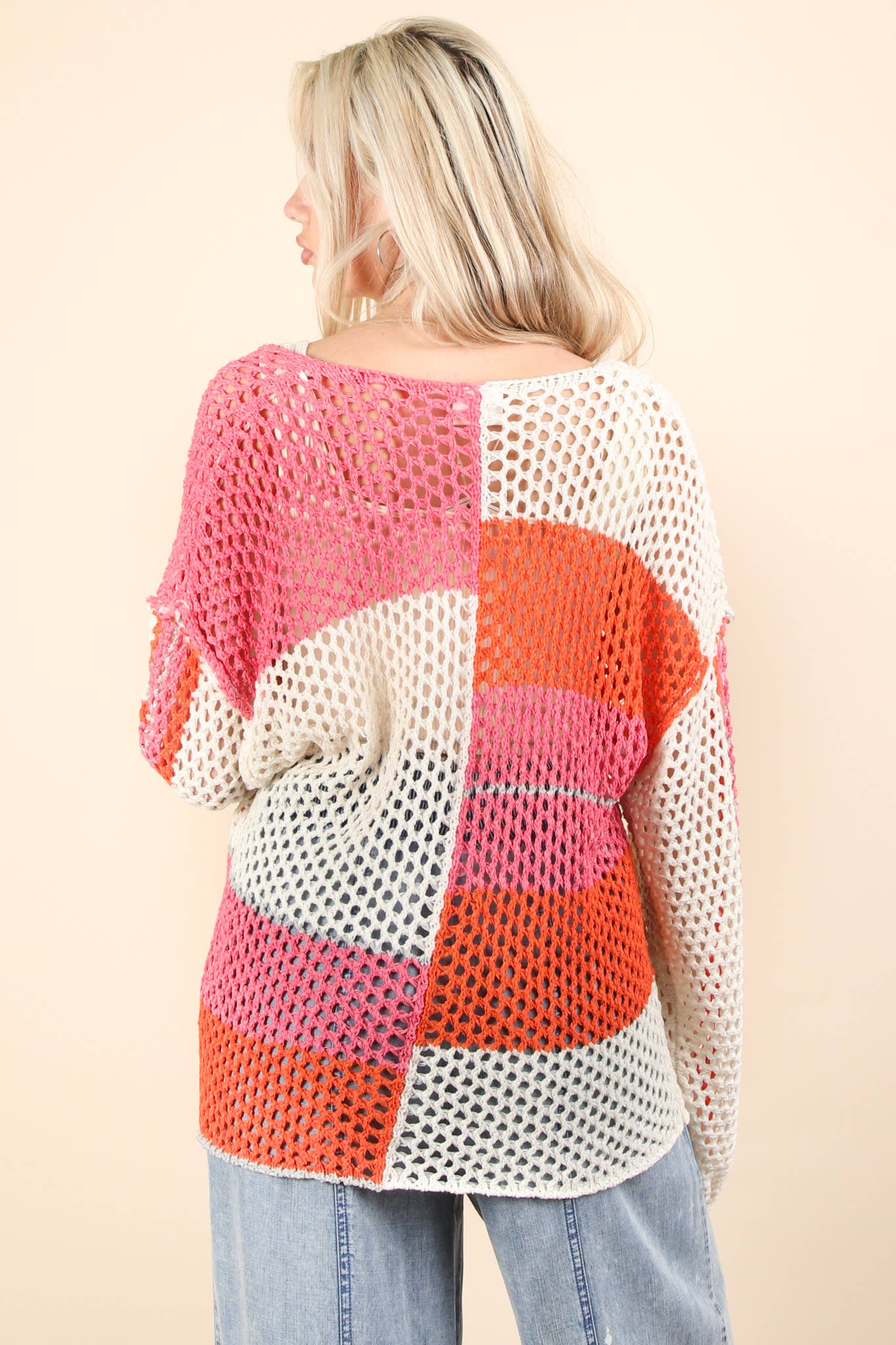 Color Block Oversized Summer Knit Sweater Top