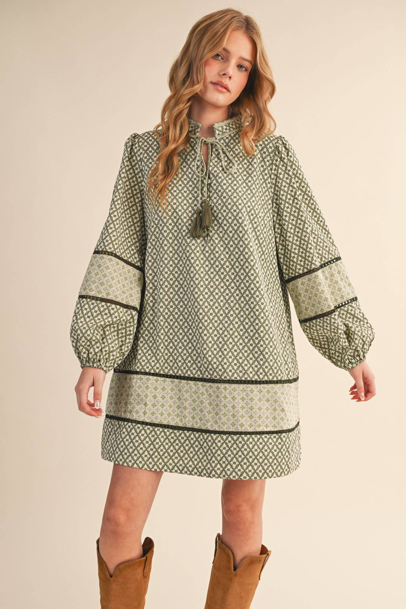 MIXED PRINT MINI SHIFT DRESS