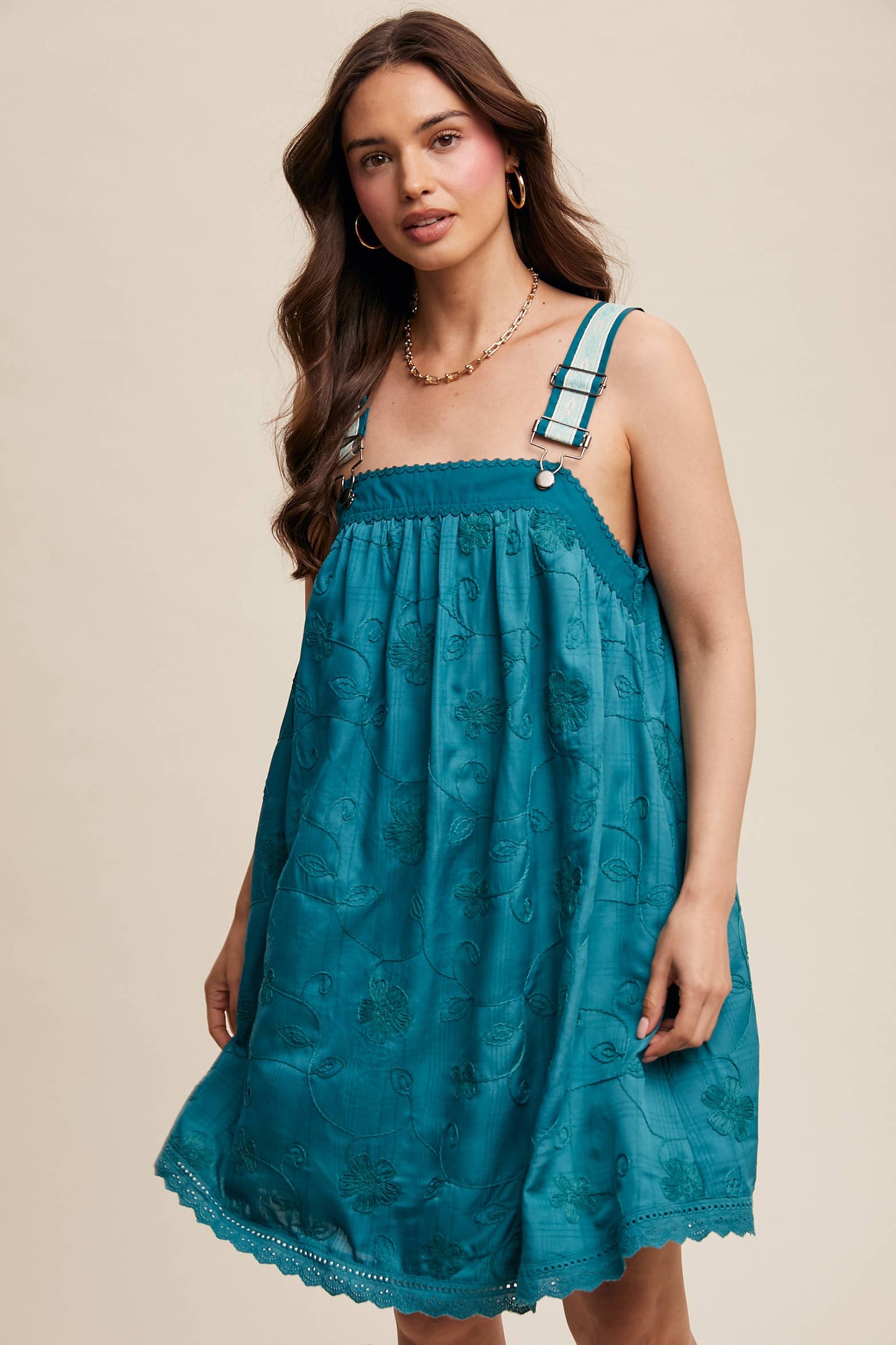 Romantic Embroidered Overall Dress