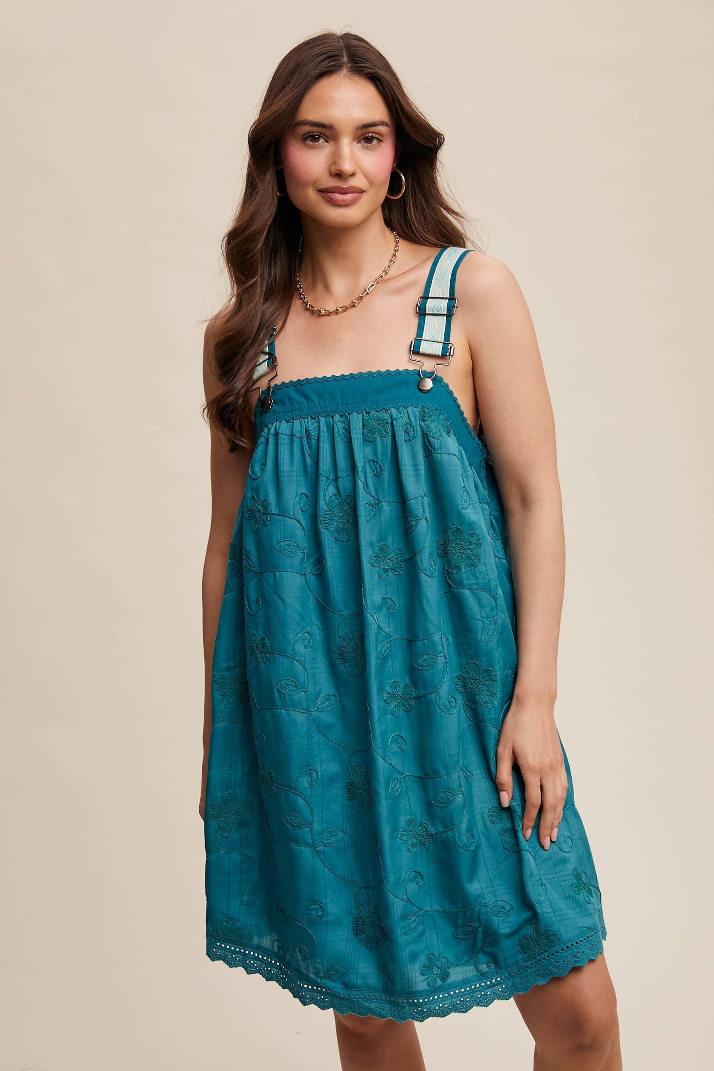 Romantic Embroidered Overall Dress