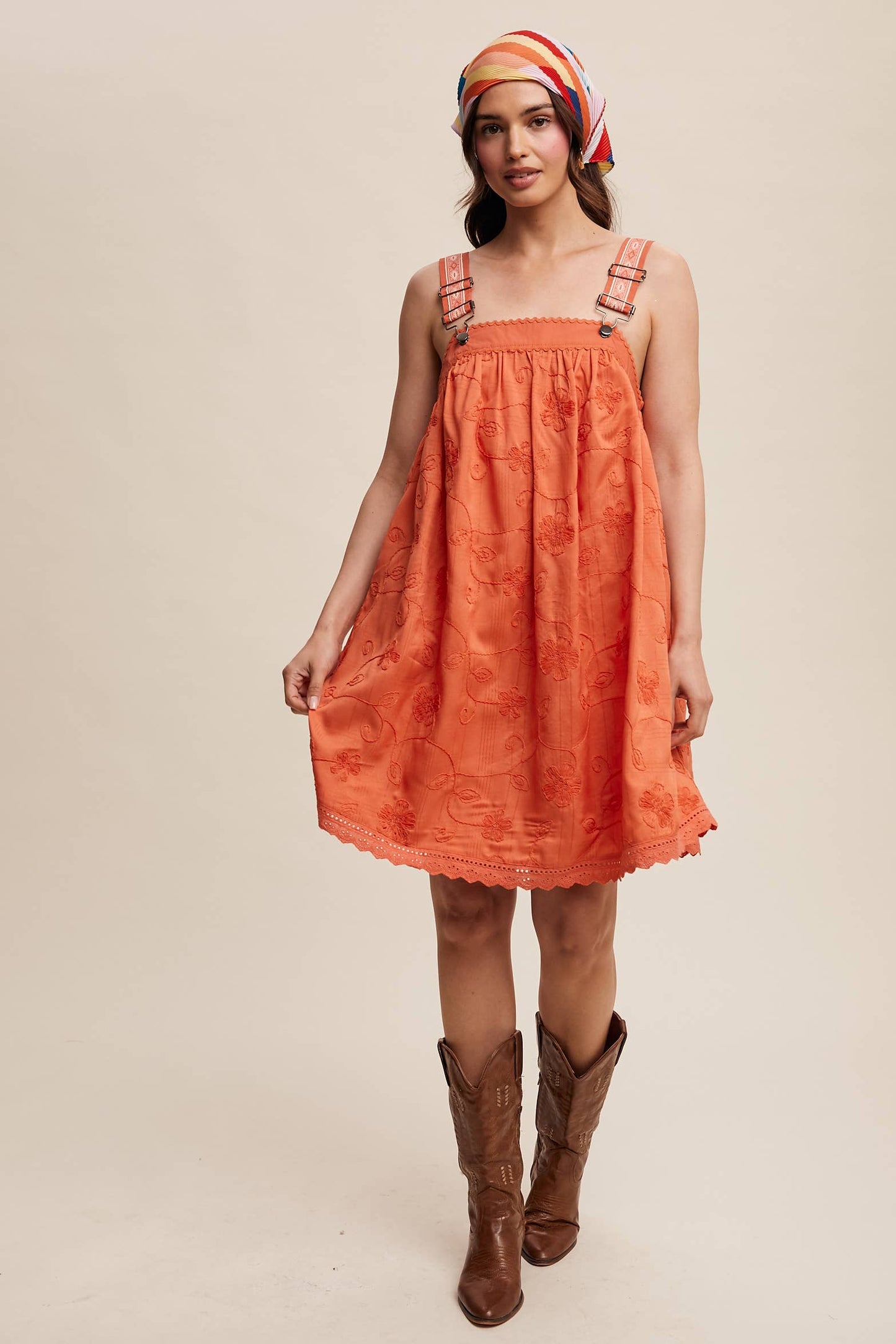 Romantic Embroidered Overall Dress