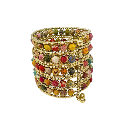 Kantha Beaded Grid Cuff
